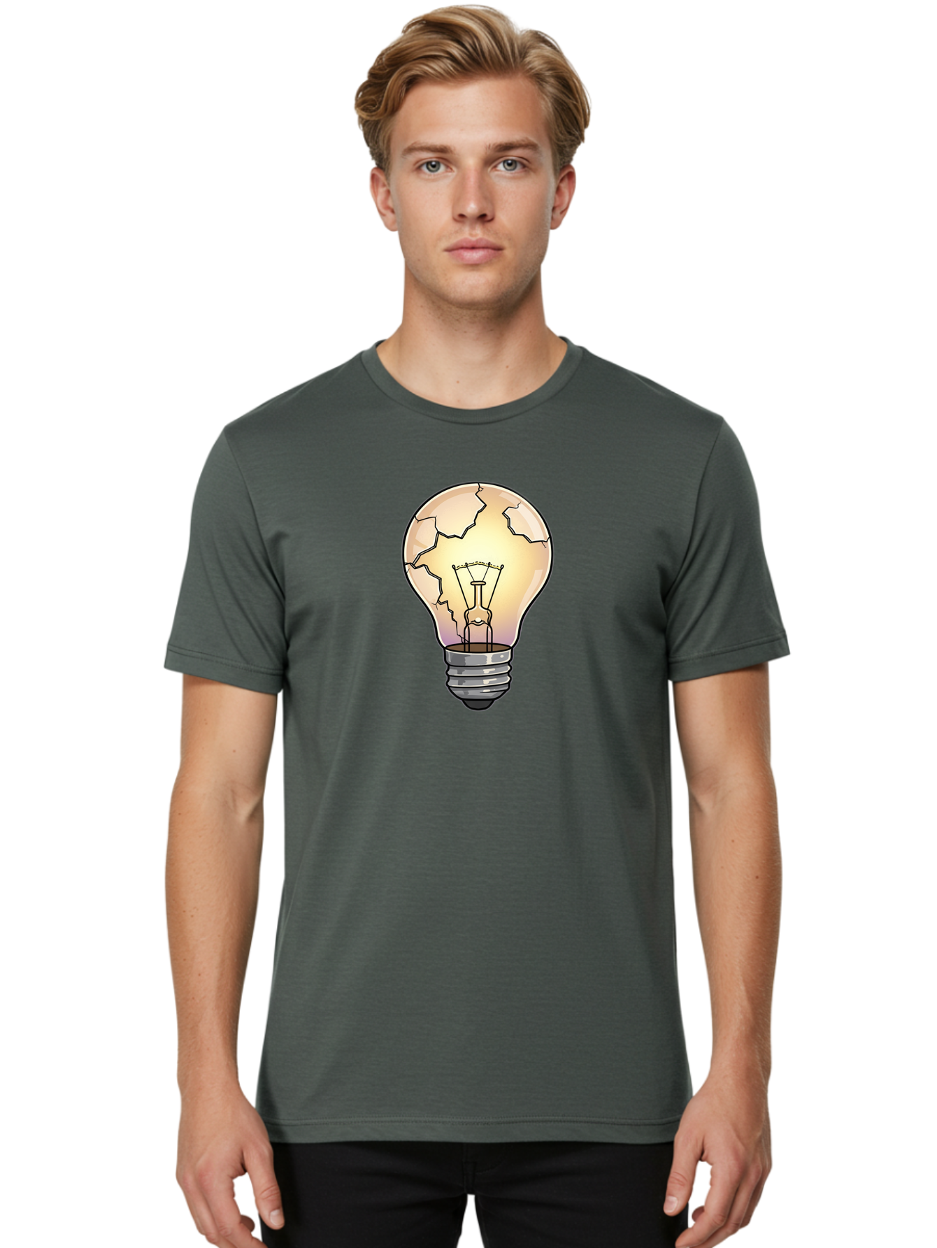 Cracked-Light-Bulb-11 Men'S Graphic Tee, 100% Cotton, Comfortable Casual Summer Wear, Machine Washable, Vintage Camera, Old Camera, Antique Camera, Black Camera, Classic Photography, Photography Equipment, Nostalgic Device, Film Camera, Baf733