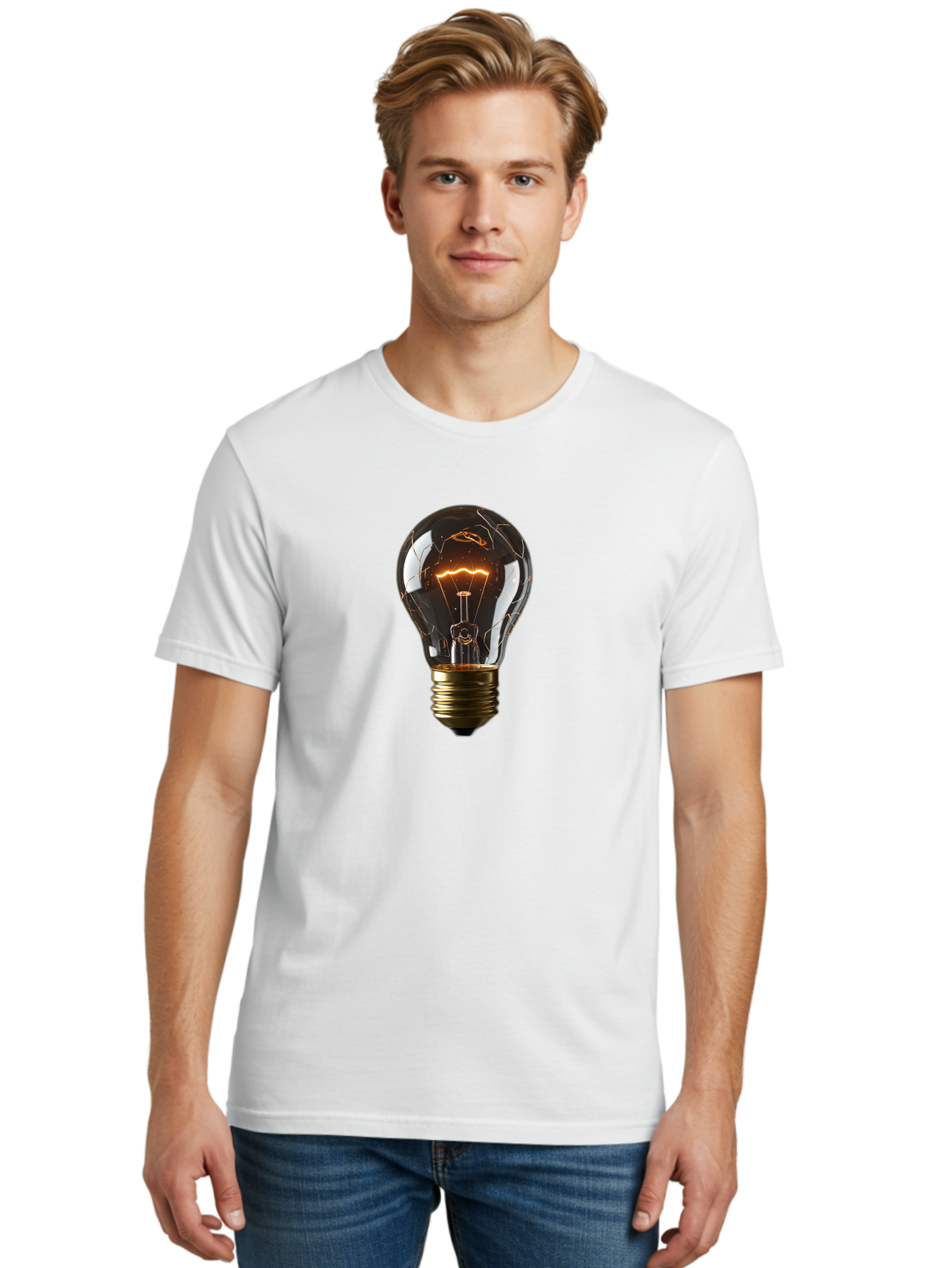 Cracked-Light-Bulb-12 Men'S Graphic Tee, 100% Cotton, Comfortable Casual Summer Wear, Machine Washable, Vintage Camera, Old Camera, Antique Camera, Black Camera, Classic Photography, Photography Equipment, Nostalgic Device, Film Camera, Baf734