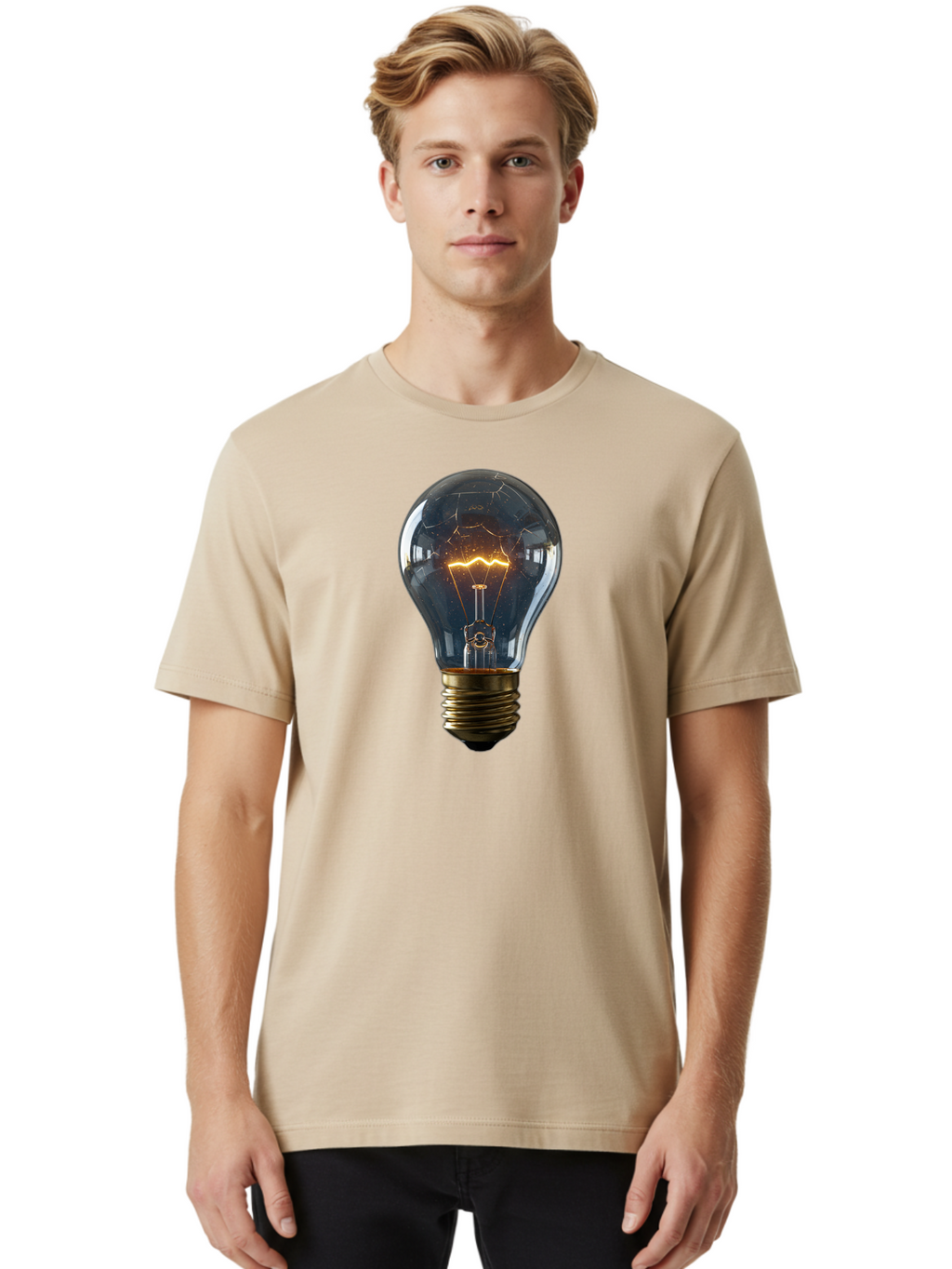 Cracked-Light-Bulb-19 Men'S Graphic Tee, 100% Cotton, Comfortable Casual Summer Wear, Machine Washable, Vintage Camera, Old Camera, Antique Camera, Black Camera, Classic Photography, Photography Equipment, Nostalgic Device, Film Camera, Baf741