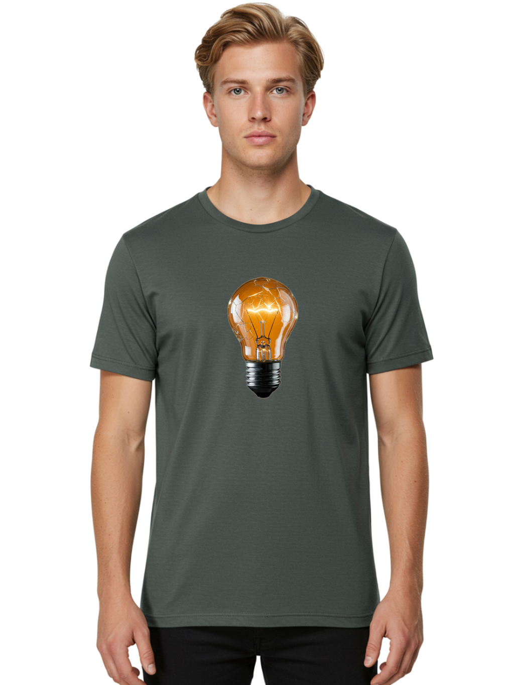 Cracked-Light-Bulb-2 Men'S Graphic Tee, 100% Cotton, Comfortable Casual Summer Wear, Machine Washable, Vintage Camera, Old Camera, Antique Camera, Black Camera, Classic Photography, Photography Equipment, Nostalgic Device, Film Camera, Baf742