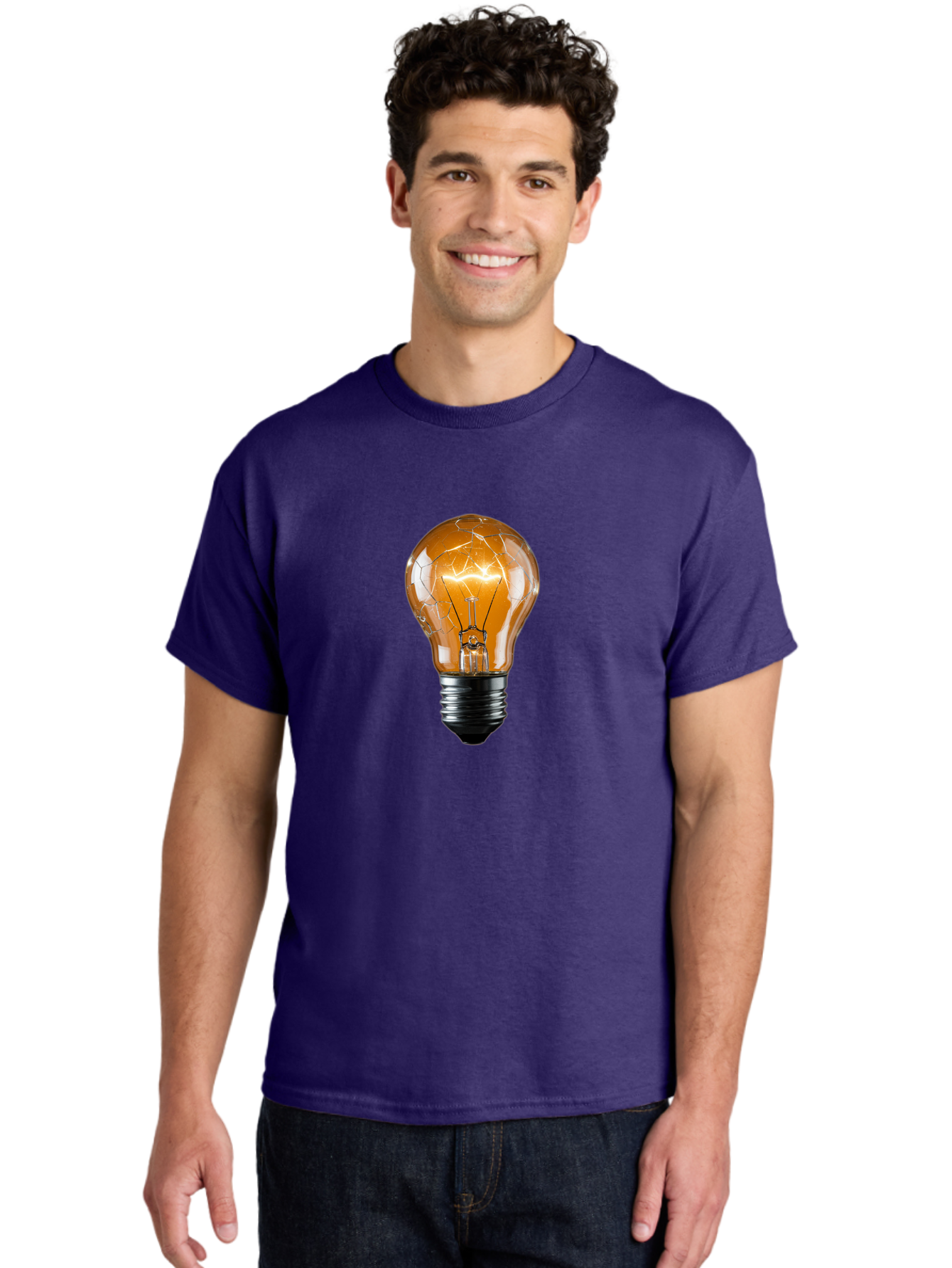 Cracked-Light-Bulb-2 Men'S Graphic Tee, 100% Cotton, Comfortable Casual Summer Wear, Machine Washable, Vintage Camera, Old Camera, Antique Camera, Black Camera, Classic Photography, Photography Equipment, Nostalgic Device, Film Camera, Baf742