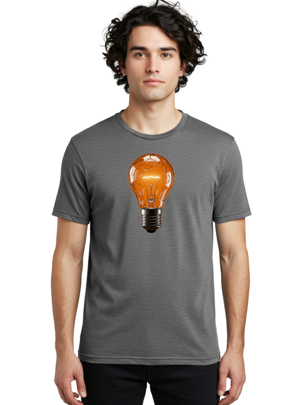 Cracked-Light-Bulb-3 Men'S Graphic Tee, 100% Cotton, Comfortable Casual Summer Wear, Machine Washable, Vintage Camera, Old Camera, Antique Camera, Black Camera, Classic Photography, Photography Equipment, Nostalgic Device, Film Camera, Baf743