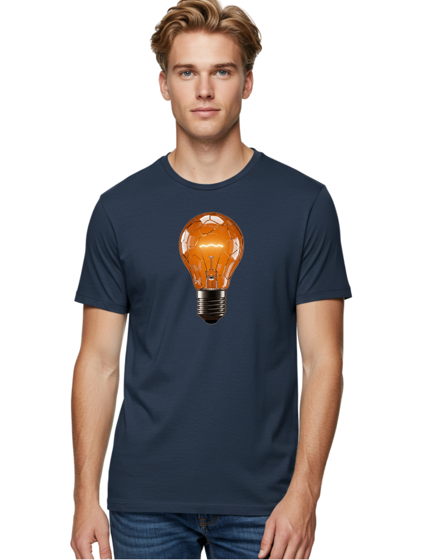 Cracked-Light-Bulb-3 Men'S Graphic Tee, 100% Cotton, Comfortable Casual Summer Wear, Machine Washable, Vintage Camera, Old Camera, Antique Camera, Black Camera, Classic Photography, Photography Equipment, Nostalgic Device, Film Camera, Baf743