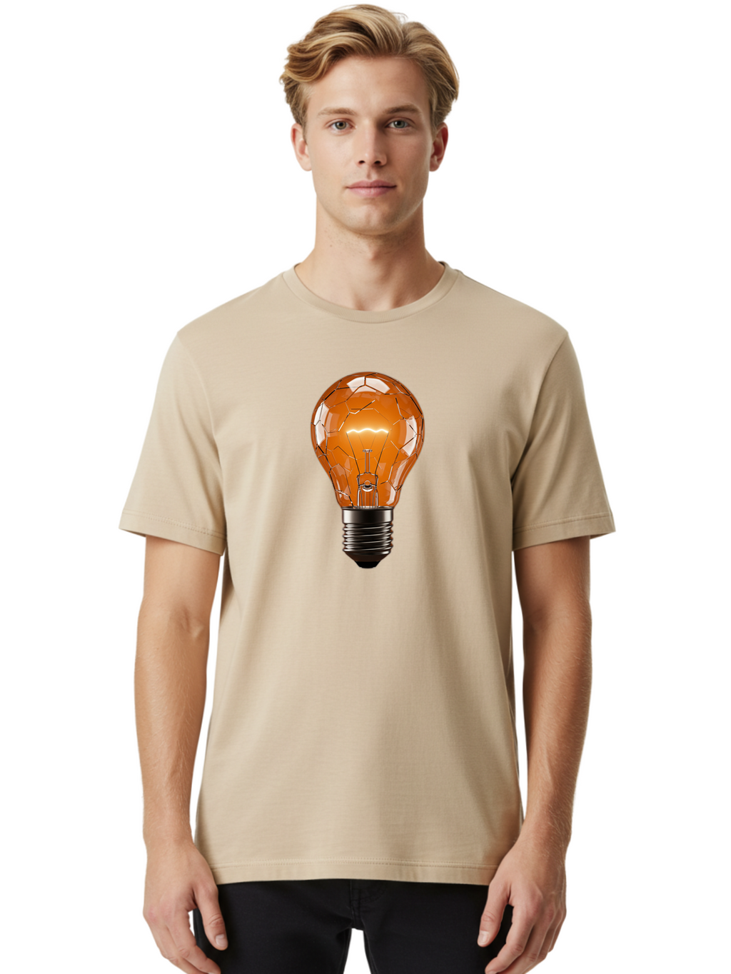 Cracked-Light-Bulb-3 Men'S Graphic Tee, 100% Cotton, Comfortable Casual Summer Wear, Machine Washable, Vintage Camera, Old Camera, Antique Camera, Black Camera, Classic Photography, Photography Equipment, Nostalgic Device, Film Camera, Baf743
