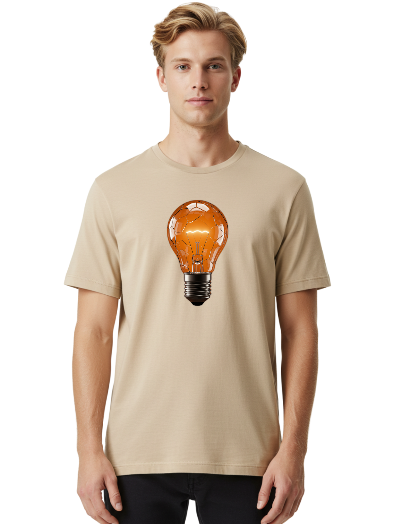 Cracked-Light-Bulb-3 Men'S Graphic Tee, 100% Cotton, Comfortable Casual Summer Wear, Machine Washable, Vintage Camera, Old Camera, Antique Camera, Black Camera, Classic Photography, Photography Equipment, Nostalgic Device, Film Camera, Baf743