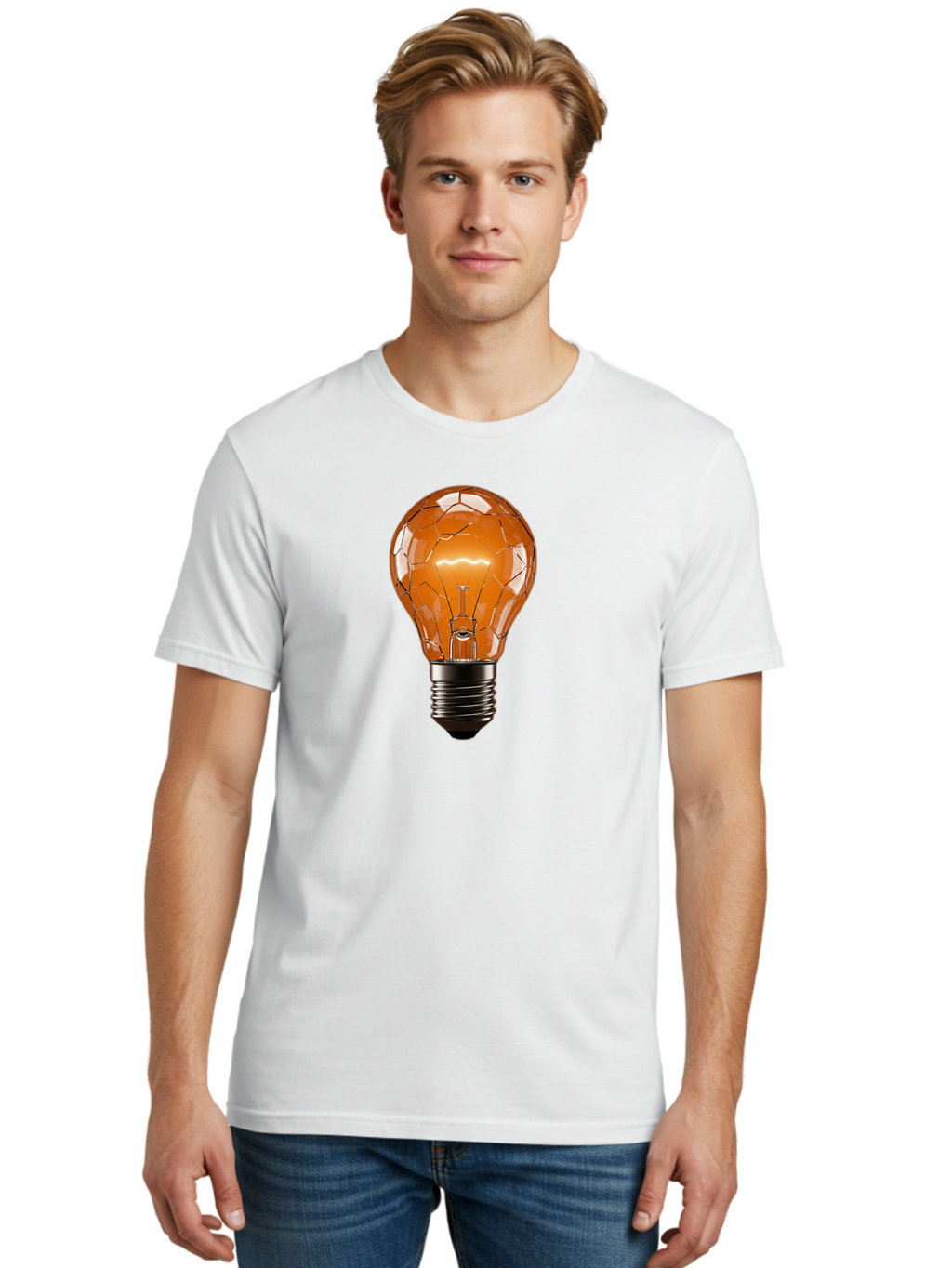 Cracked-Light-Bulb-3 Men'S Graphic Tee, 100% Cotton, Comfortable Casual Summer Wear, Machine Washable, Vintage Camera, Old Camera, Antique Camera, Black Camera, Classic Photography, Photography Equipment, Nostalgic Device, Film Camera, Baf743