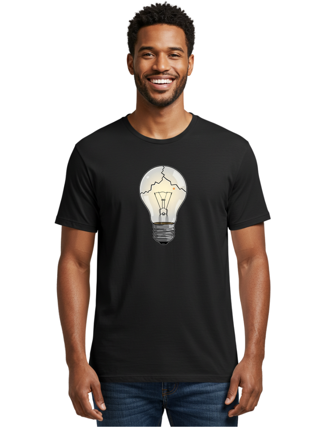 Cracked-Light-Bulb-4 Men'S Graphic Tee, 100% Cotton, Comfortable Casual Summer Wear, Machine Washable, Vintage Camera, Old Camera, Antique Camera, Black Camera, Classic Photography, Photography Equipment, Nostalgic Device, Film Camera, Baf744