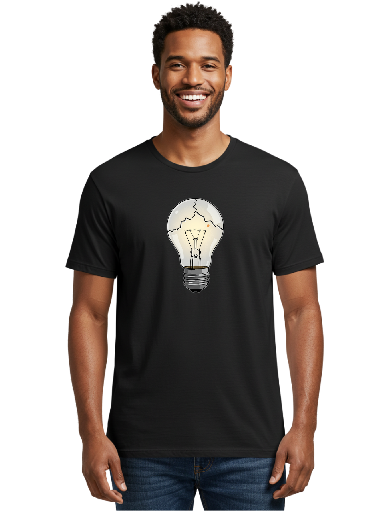 Cracked-Light-Bulb-4 Men'S Graphic Tee, 100% Cotton, Comfortable Casual Summer Wear, Machine Washable, Vintage Camera, Old Camera, Antique Camera, Black Camera, Classic Photography, Photography Equipment, Nostalgic Device, Film Camera, Baf744