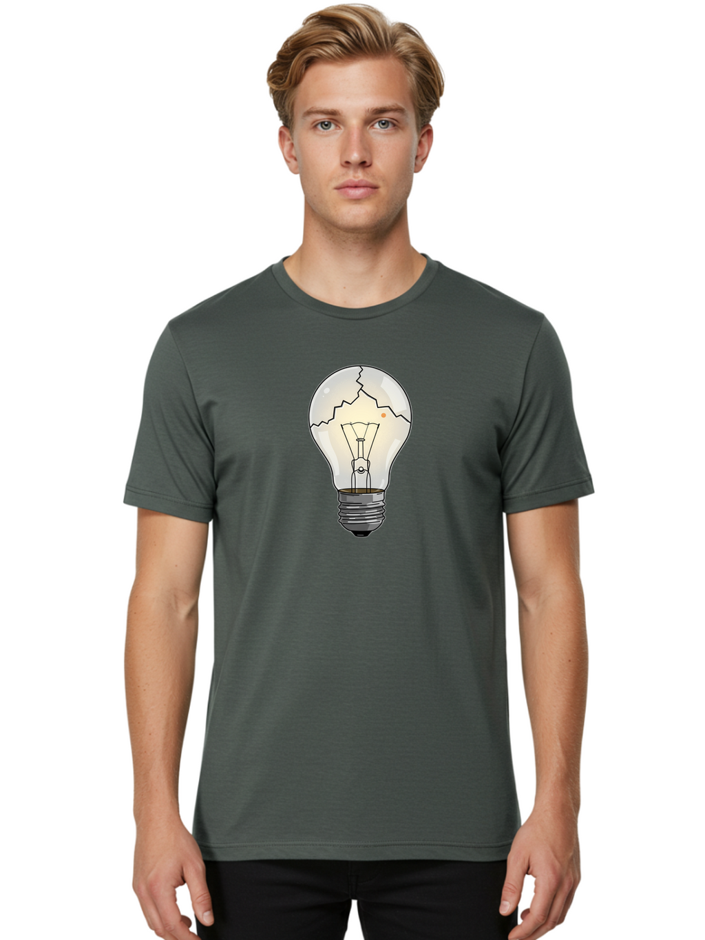 Cracked-Light-Bulb-4 Men'S Graphic Tee, 100% Cotton, Comfortable Casual Summer Wear, Machine Washable, Vintage Camera, Old Camera, Antique Camera, Black Camera, Classic Photography, Photography Equipment, Nostalgic Device, Film Camera, Baf744