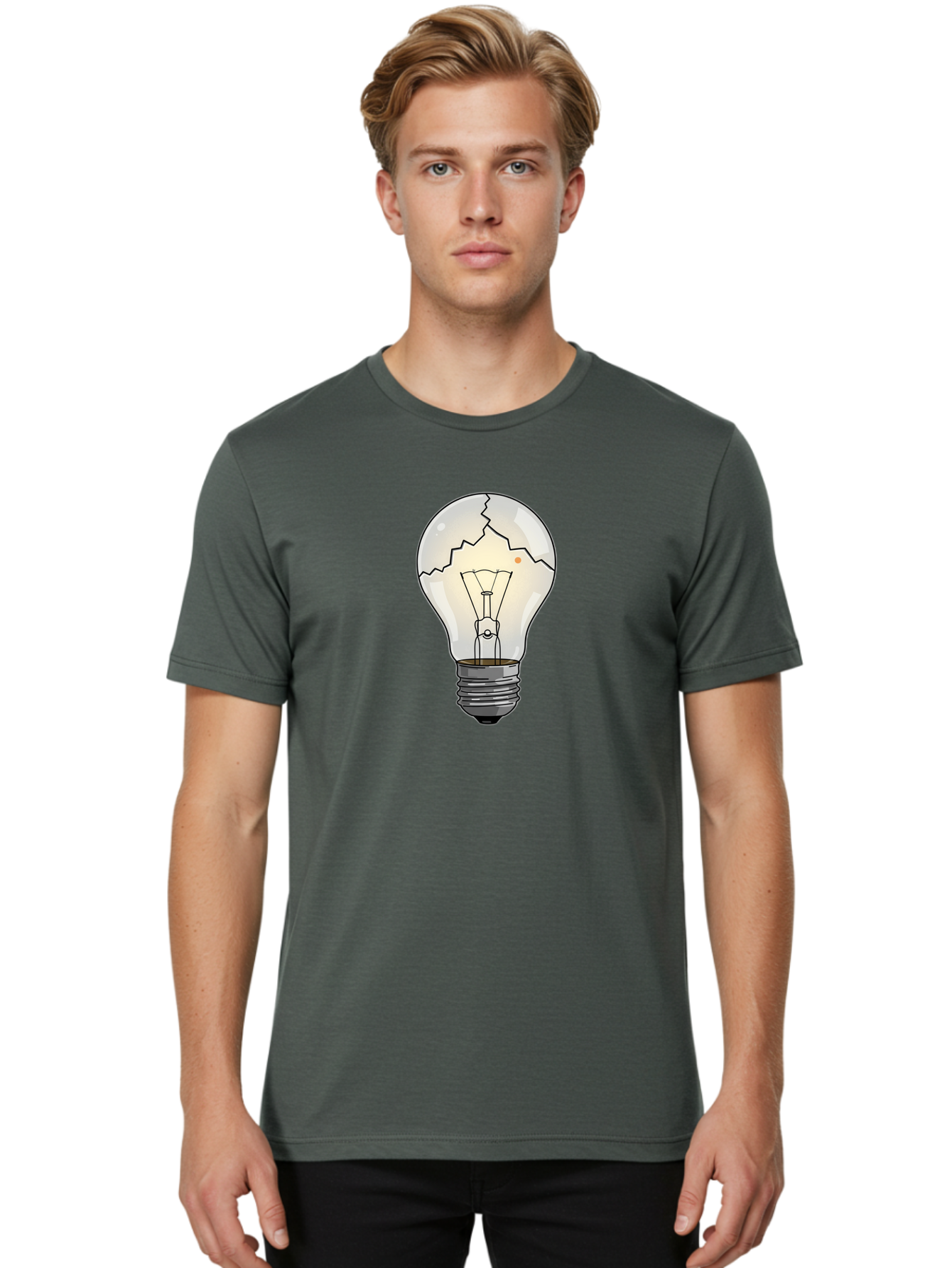 Cracked-Light-Bulb-4 Men'S Graphic Tee, 100% Cotton, Comfortable Casual Summer Wear, Machine Washable, Vintage Camera, Old Camera, Antique Camera, Black Camera, Classic Photography, Photography Equipment, Nostalgic Device, Film Camera, Baf744