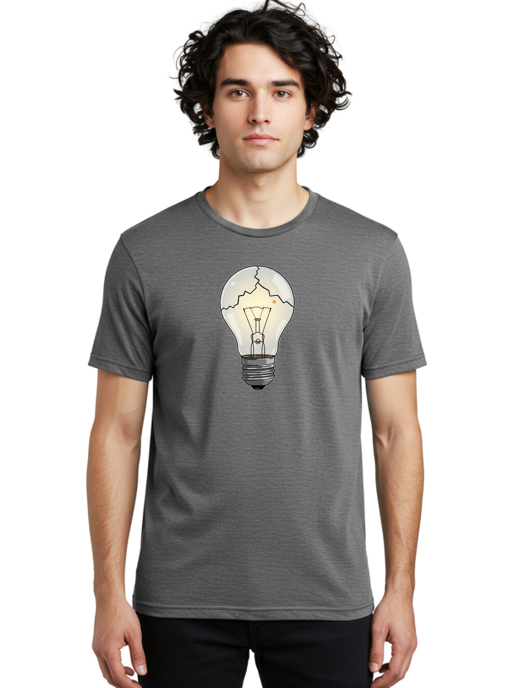 Cracked-Light-Bulb-4 Men'S Graphic Tee, 100% Cotton, Comfortable Casual Summer Wear, Machine Washable, Vintage Camera, Old Camera, Antique Camera, Black Camera, Classic Photography, Photography Equipment, Nostalgic Device, Film Camera, Baf744