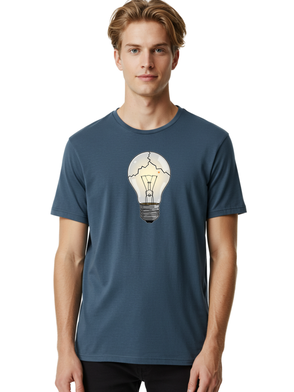 Cracked-Light-Bulb-4 Men'S Graphic Tee, 100% Cotton, Comfortable Casual Summer Wear, Machine Washable, Vintage Camera, Old Camera, Antique Camera, Black Camera, Classic Photography, Photography Equipment, Nostalgic Device, Film Camera, Baf744