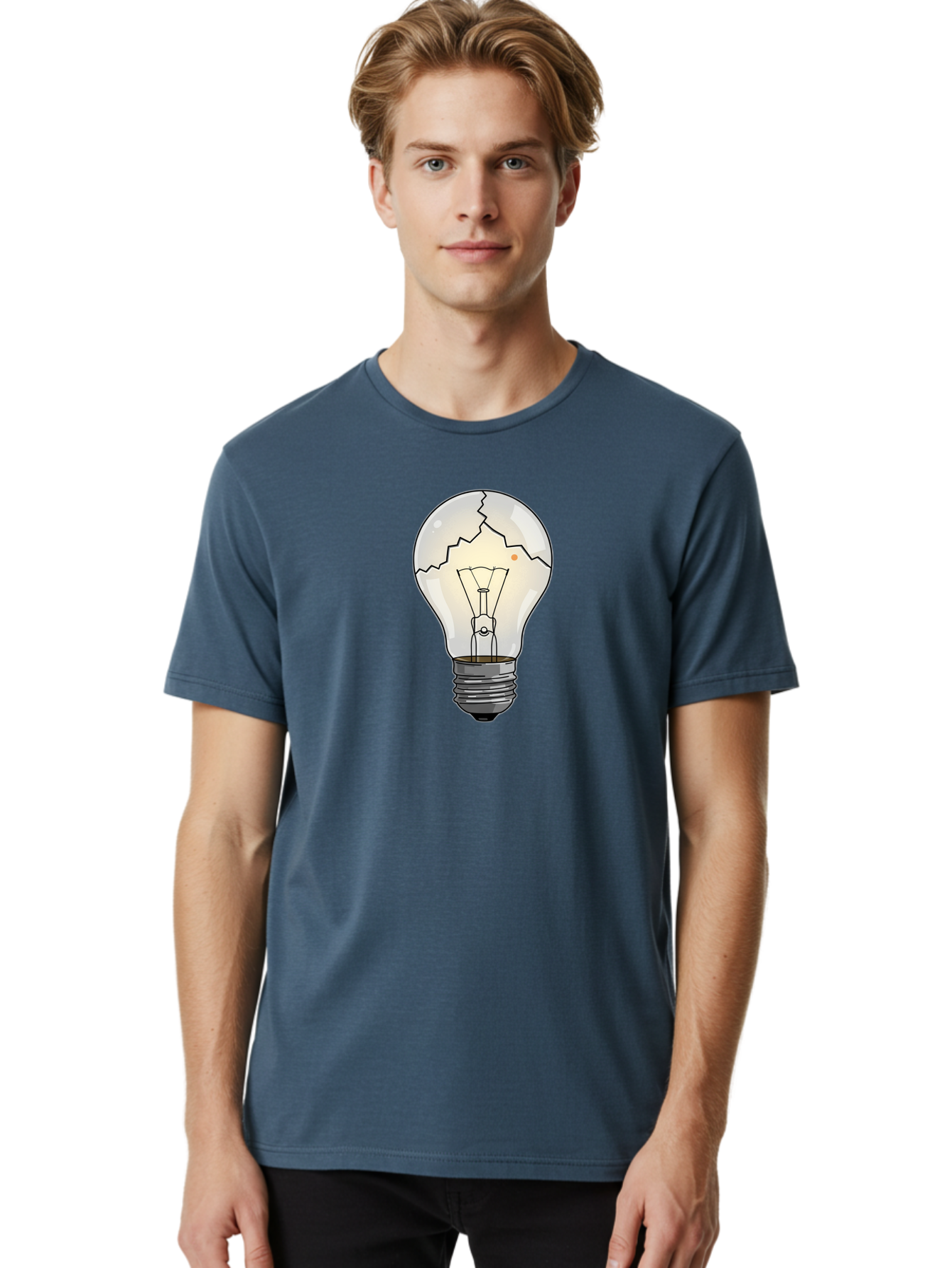 Cracked-Light-Bulb-4 Men'S Graphic Tee, 100% Cotton, Comfortable Casual Summer Wear, Machine Washable, Vintage Camera, Old Camera, Antique Camera, Black Camera, Classic Photography, Photography Equipment, Nostalgic Device, Film Camera, Baf744