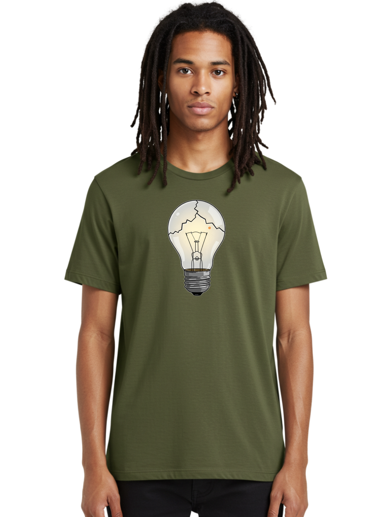 Cracked-Light-Bulb-4 Men'S Graphic Tee, 100% Cotton, Comfortable Casual Summer Wear, Machine Washable, Vintage Camera, Old Camera, Antique Camera, Black Camera, Classic Photography, Photography Equipment, Nostalgic Device, Film Camera, Baf744