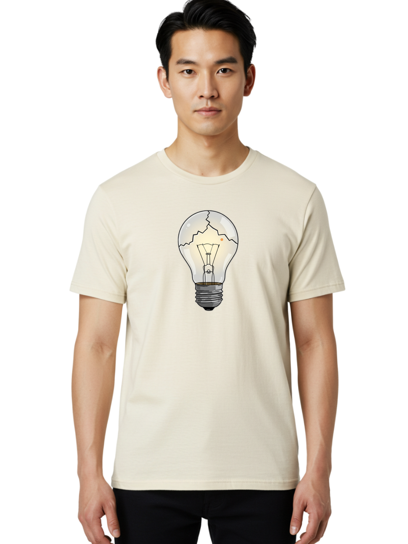 Cracked-Light-Bulb-4 Men'S Graphic Tee, 100% Cotton, Comfortable Casual Summer Wear, Machine Washable, Vintage Camera, Old Camera, Antique Camera, Black Camera, Classic Photography, Photography Equipment, Nostalgic Device, Film Camera, Baf744