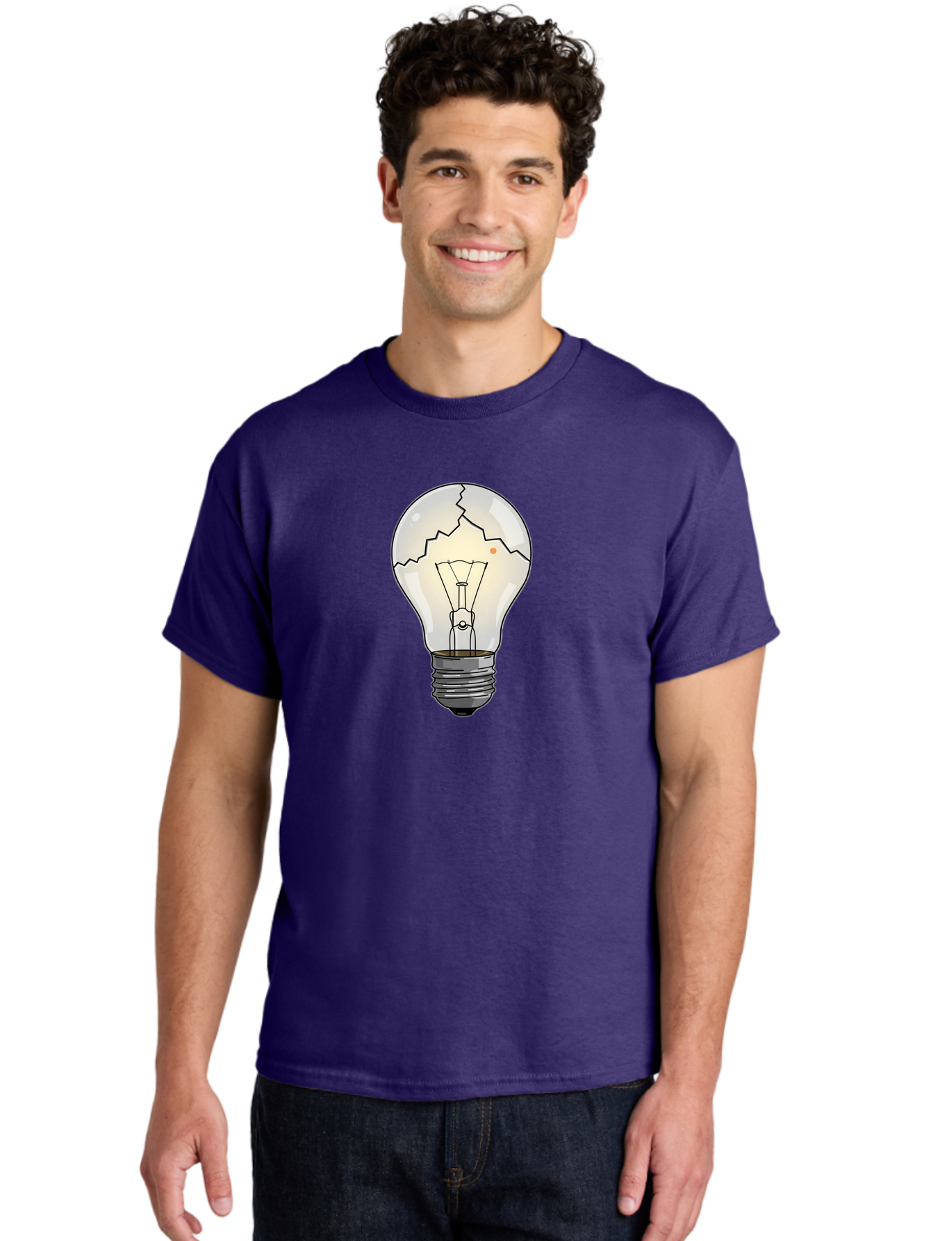 Cracked-Light-Bulb-4 Men'S Graphic Tee, 100% Cotton, Comfortable Casual Summer Wear, Machine Washable, Vintage Camera, Old Camera, Antique Camera, Black Camera, Classic Photography, Photography Equipment, Nostalgic Device, Film Camera, Baf744