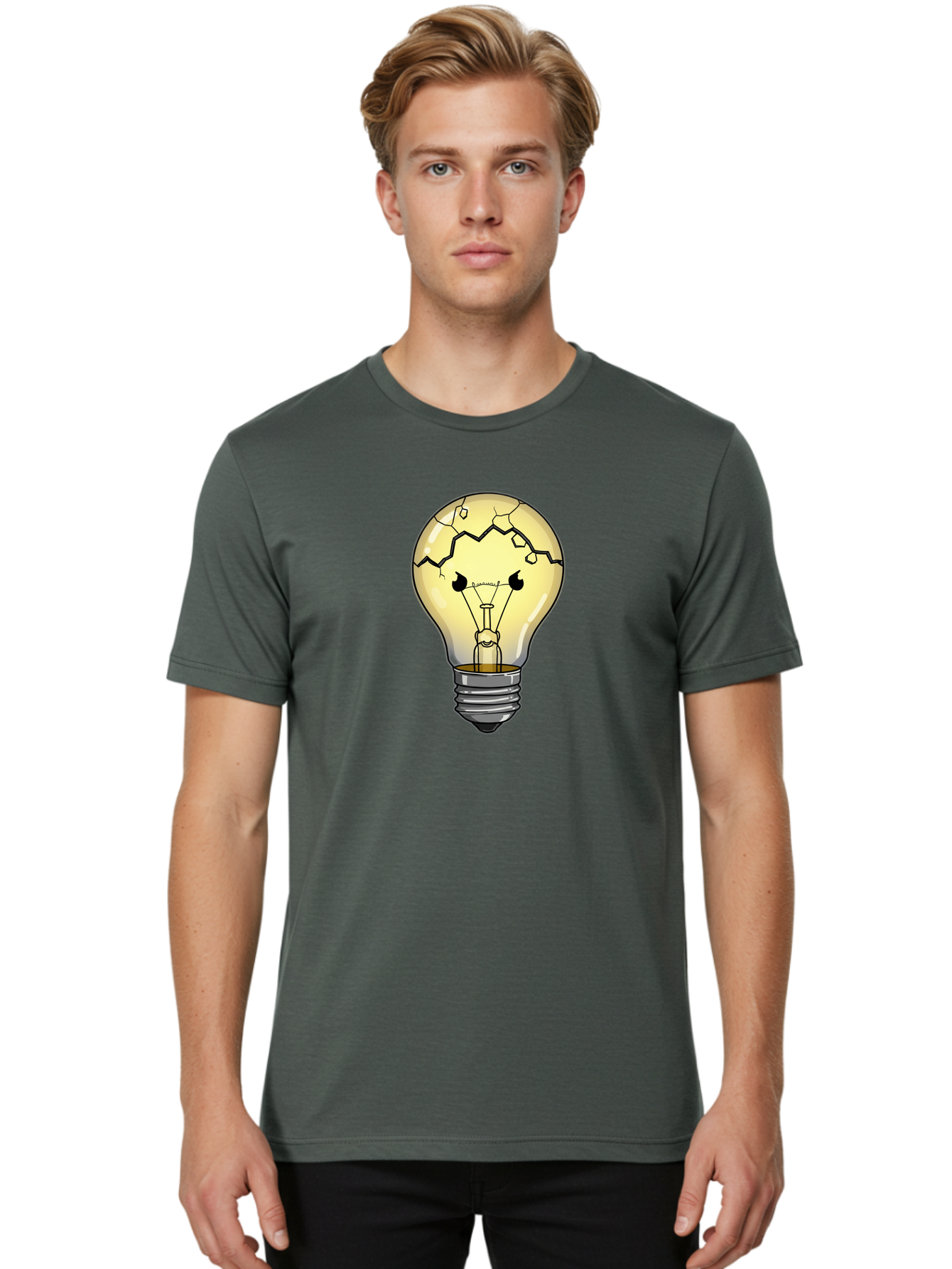 Cracked-Light-Bulb-6 Men'S Graphic Tee, 100% Cotton, Comfortable Casual Summer Wear, Machine Washable, Vintage Camera, Old Camera, Antique Camera, Black Camera, Classic Photography, Photography Equipment, Nostalgic Device, Film Camera, Baf746