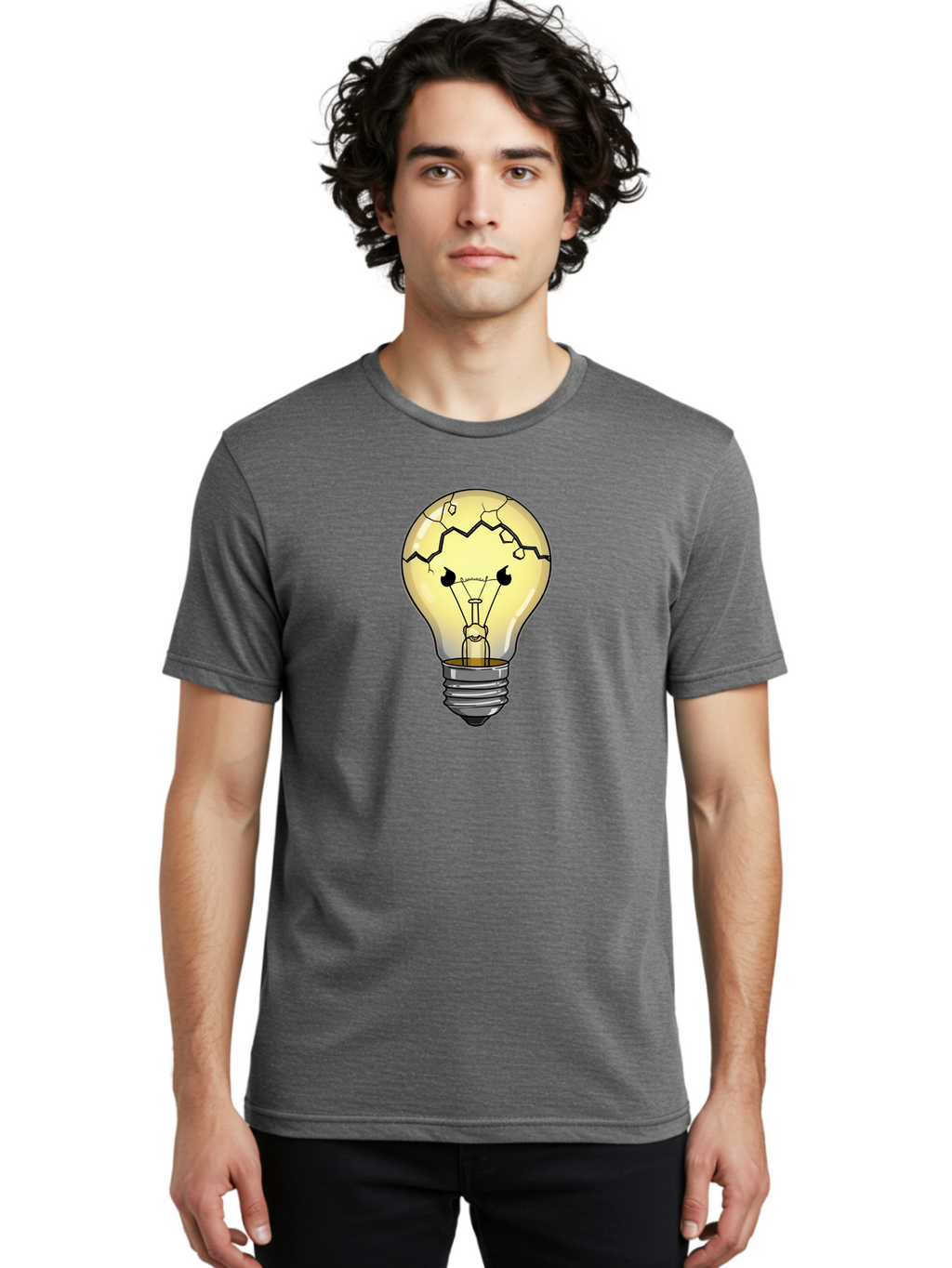 Cracked-Light-Bulb-6 Men'S Graphic Tee, 100% Cotton, Comfortable Casual Summer Wear, Machine Washable, Vintage Camera, Old Camera, Antique Camera, Black Camera, Classic Photography, Photography Equipment, Nostalgic Device, Film Camera, Baf746