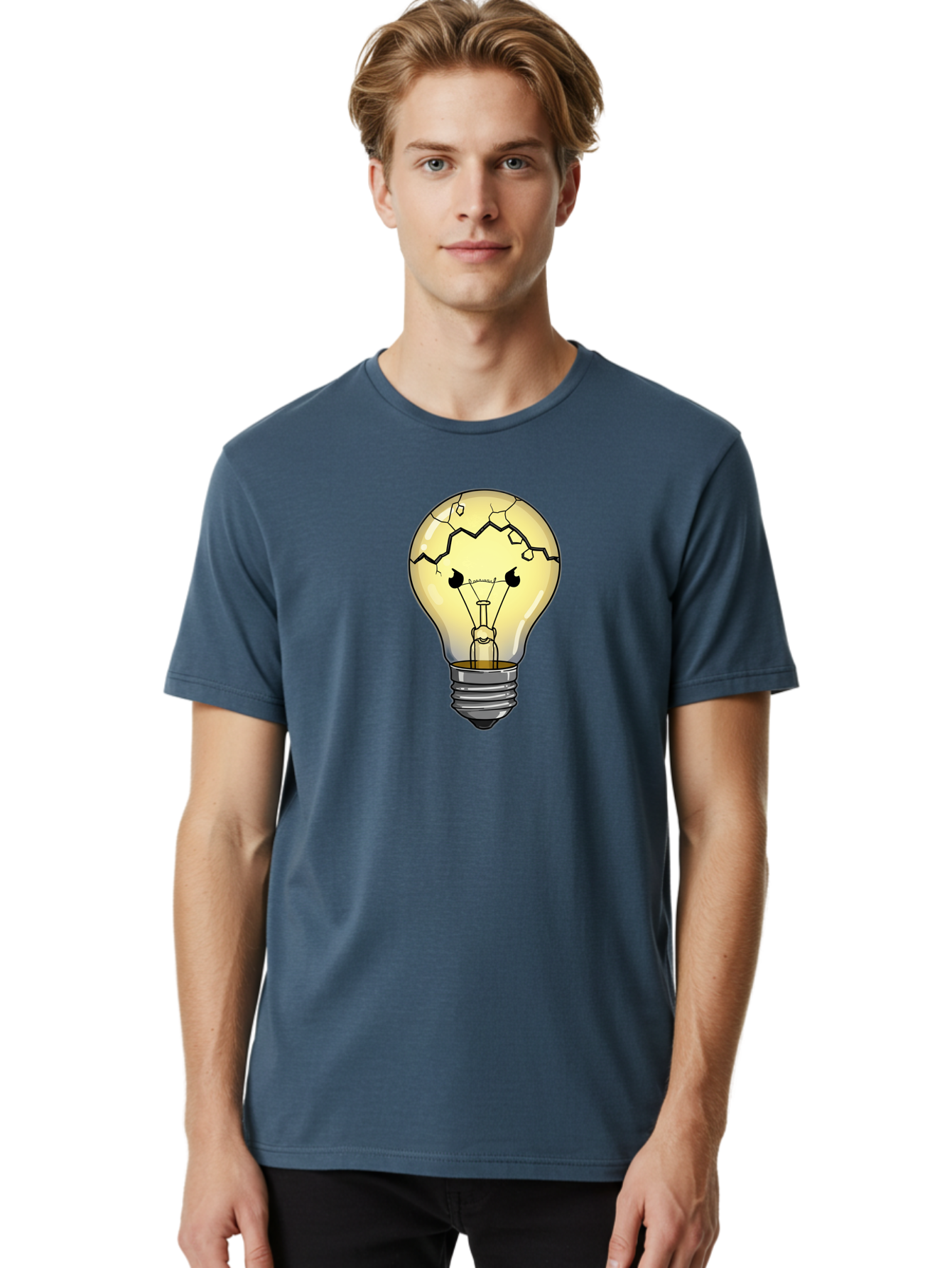 Cracked-Light-Bulb-6 Men'S Graphic Tee, 100% Cotton, Comfortable Casual Summer Wear, Machine Washable, Vintage Camera, Old Camera, Antique Camera, Black Camera, Classic Photography, Photography Equipment, Nostalgic Device, Film Camera, Baf746