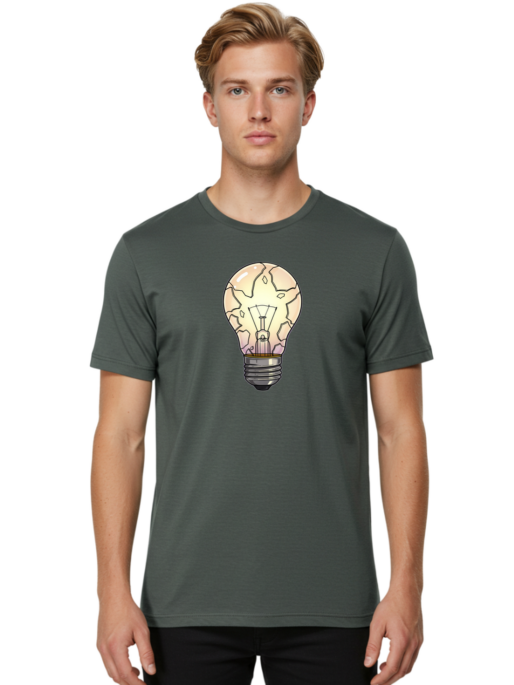 Cracked-Light-Bulb-7 Men'S Graphic Tee, 100% Cotton, Comfortable Casual Summer Wear, Machine Washable, Vintage Camera, Old Camera, Antique Camera, Black Camera, Classic Photography, Photography Equipment, Nostalgic Device, Film Camera, Baf747