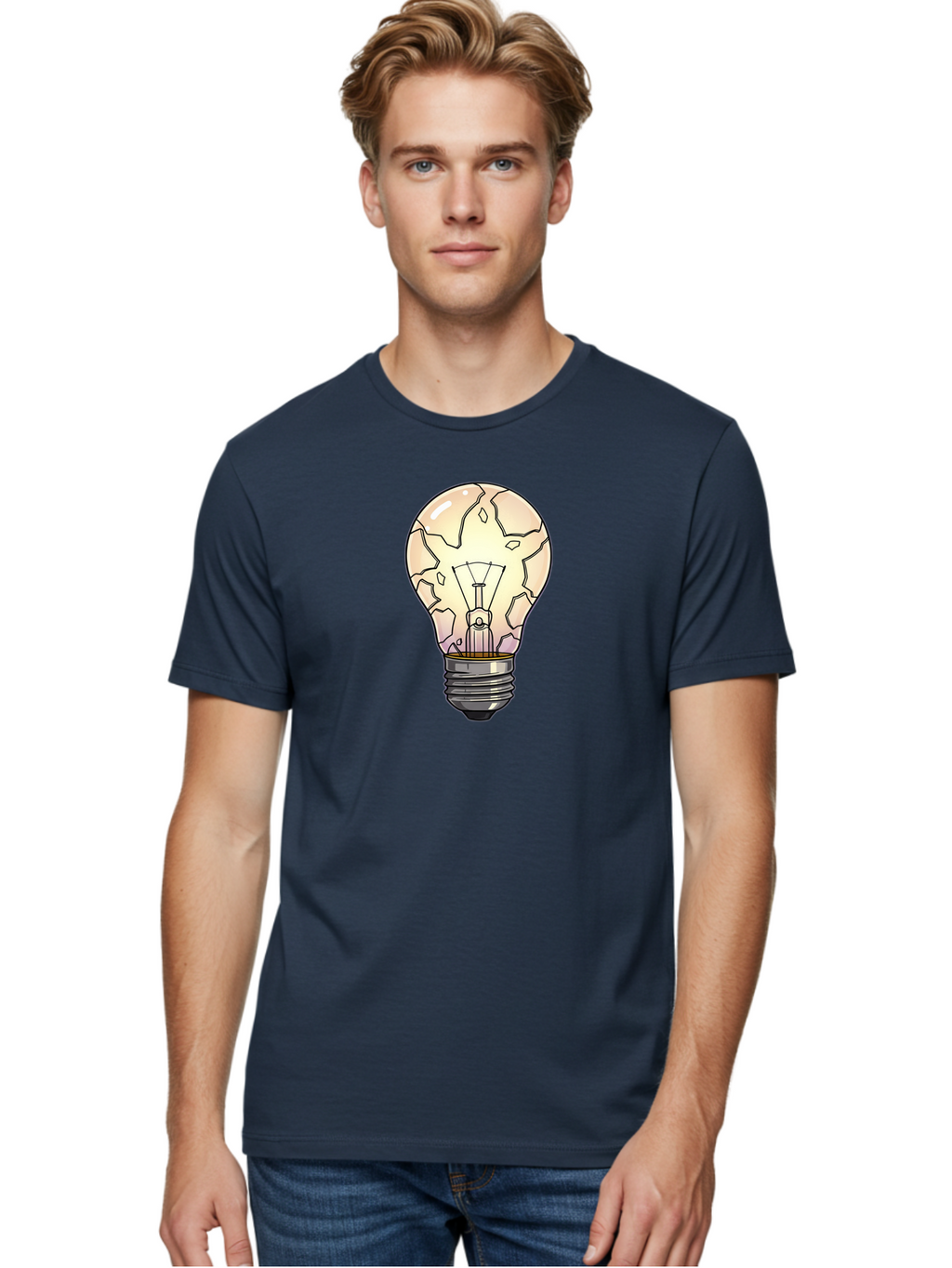 Cracked-Light-Bulb-7 Men'S Graphic Tee, 100% Cotton, Comfortable Casual Summer Wear, Machine Washable, Vintage Camera, Old Camera, Antique Camera, Black Camera, Classic Photography, Photography Equipment, Nostalgic Device, Film Camera, Baf747