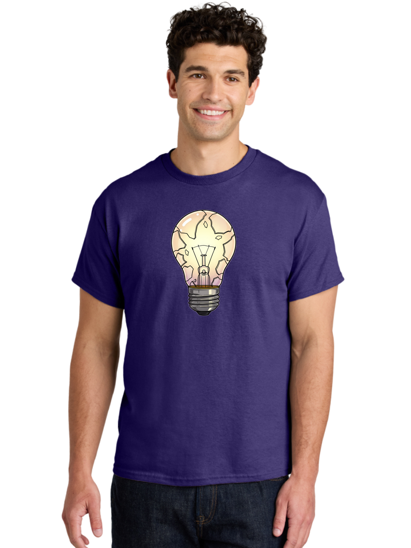 Cracked-Light-Bulb-7 Men'S Graphic Tee, 100% Cotton, Comfortable Casual Summer Wear, Machine Washable, Vintage Camera, Old Camera, Antique Camera, Black Camera, Classic Photography, Photography Equipment, Nostalgic Device, Film Camera, Baf747