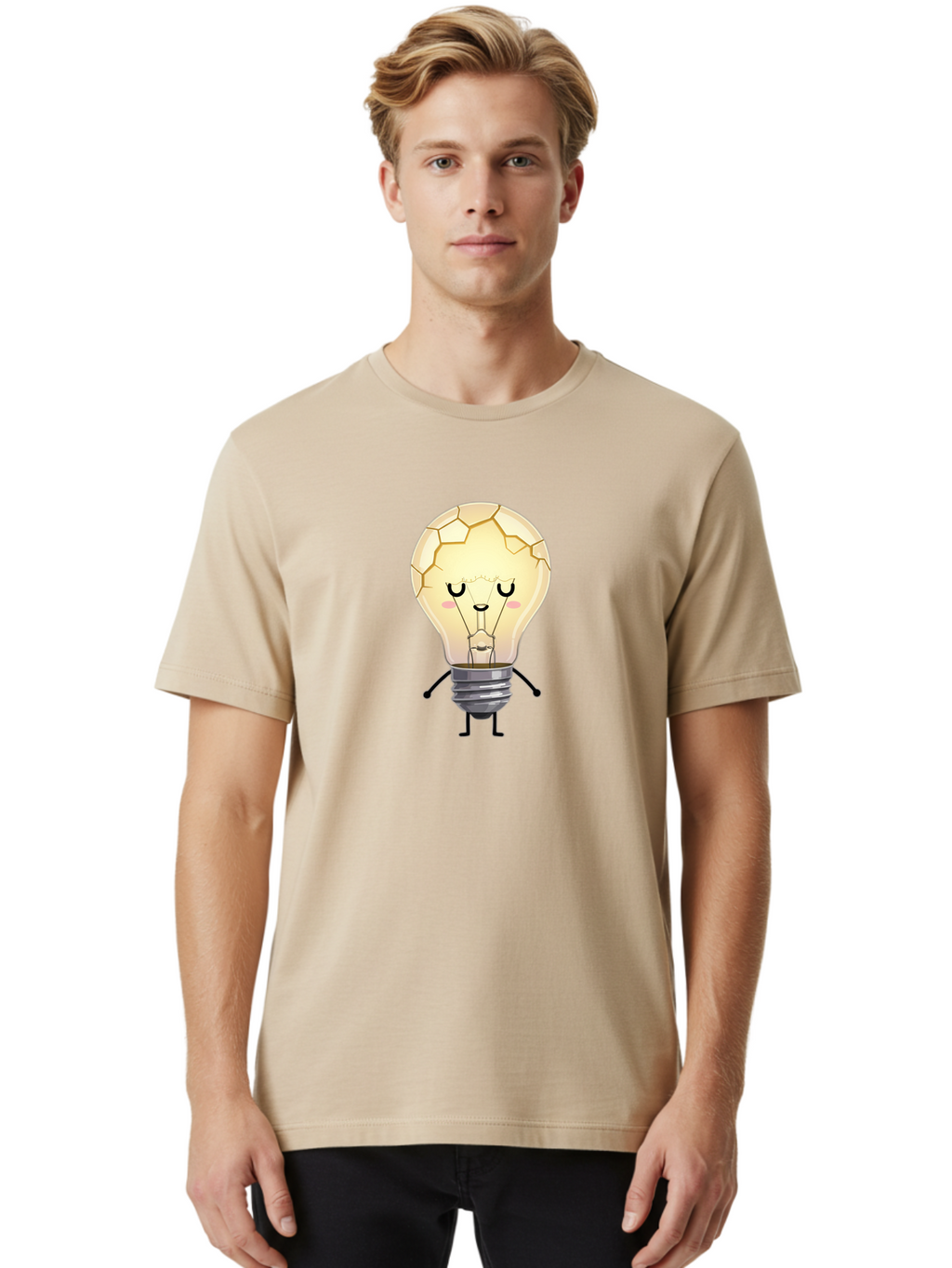 Cracked-Light-Bulb-Character Men'S Graphic Tee, 100% Cotton, Comfortable Casual Summer Wear, Machine Washable, Vintage Camera, Old Camera, Antique Camera, Black Camera, Classic Photography, Photography Equipment, Nostalgic Device, Film Camera, Baf750