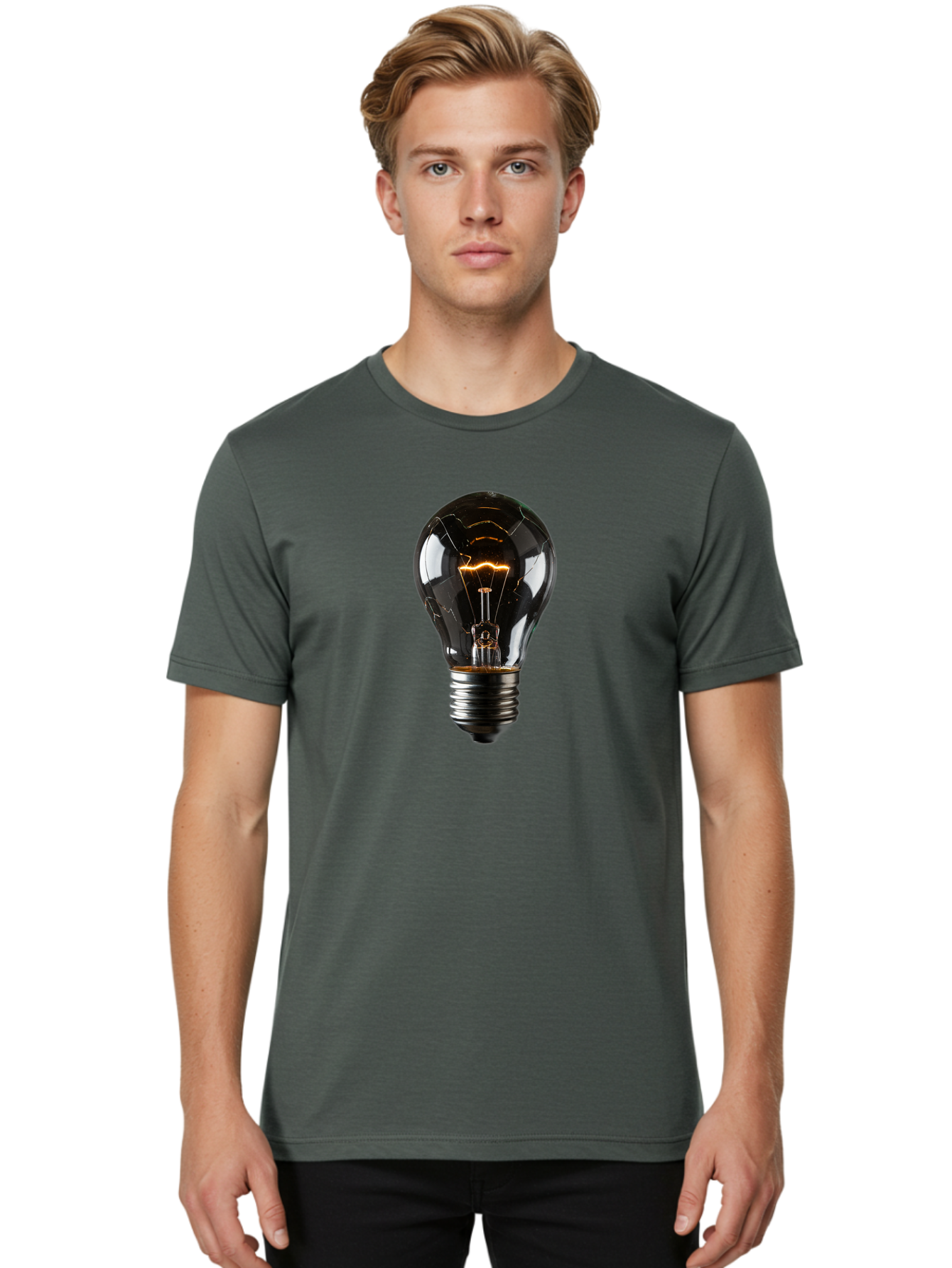 Cracked-Light-Bulb Men'S Graphic Tee, 100% Cotton, Comfortable Casual Summer Wear, Machine Washable, Vintage Camera, Old Camera, Antique Camera, Black Camera, Classic Photography, Photography Equipment, Nostalgic Device, Film Camera, Baf751