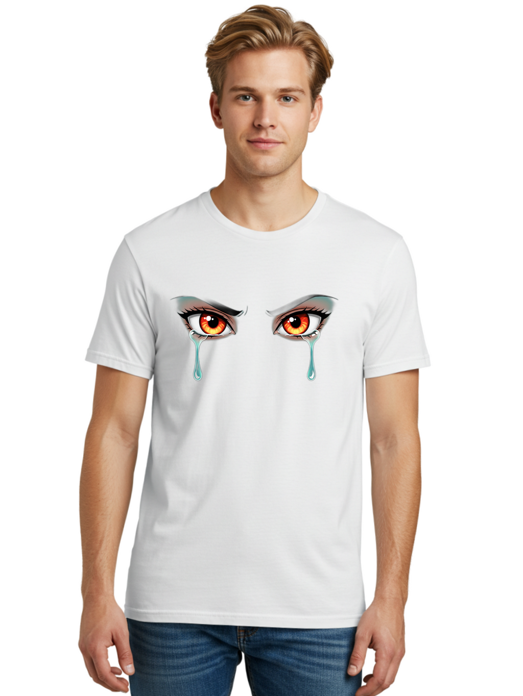 Crying-Eyes-5 Men'S Graphic Tee, 100% Cotton, Comfortable Casual Summer Wear, Machine Washable, Vintage Camera, Old Camera, Antique Camera, Black Camera, Classic Photography, Photography Equipment, Nostalgic Device, Film Camera, Camera Art Baf760