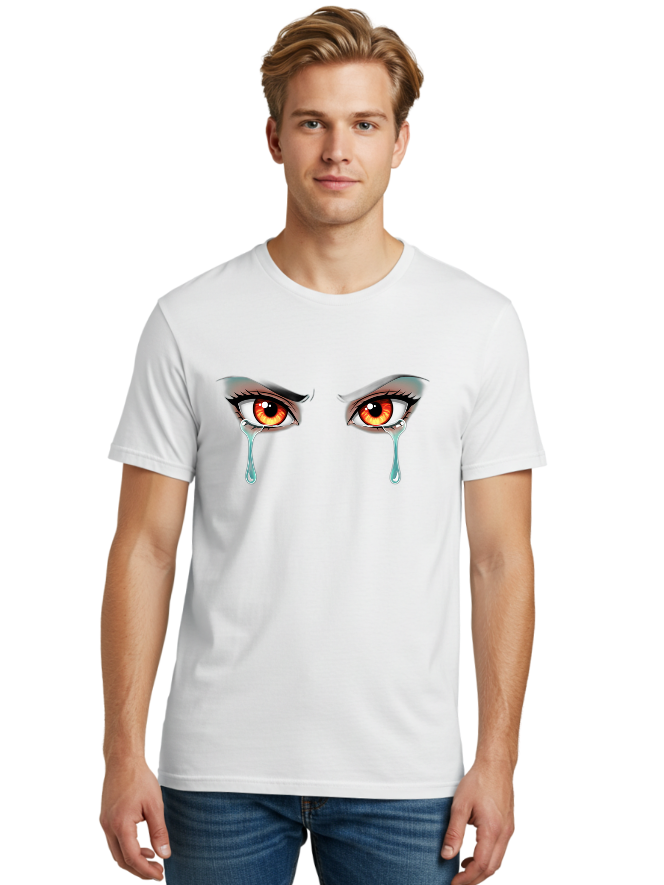 Crying-Eyes-5 Men'S Graphic Tee, 100% Cotton, Comfortable Casual Summer Wear, Machine Washable, Vintage Camera, Old Camera, Antique Camera, Black Camera, Classic Photography, Photography Equipment, Nostalgic Device, Film Camera, Camera Art Baf760