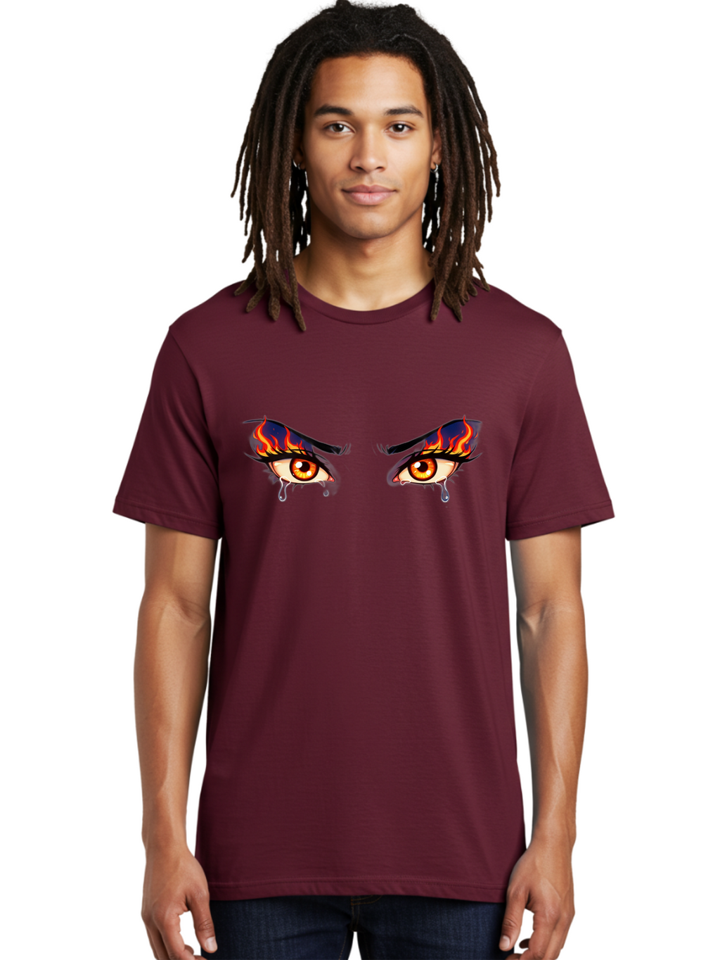 Crying-Eyes-With-Flames Men'S Graphic Tee, 100% Cotton, Comfortable Casual Summer Wear, Machine Washable, Vintage Camera, Old Camera, Antique Camera, Black Camera, Classic Photography, Photography Equipment, Nostalgic Device, Film Camera, Baf768