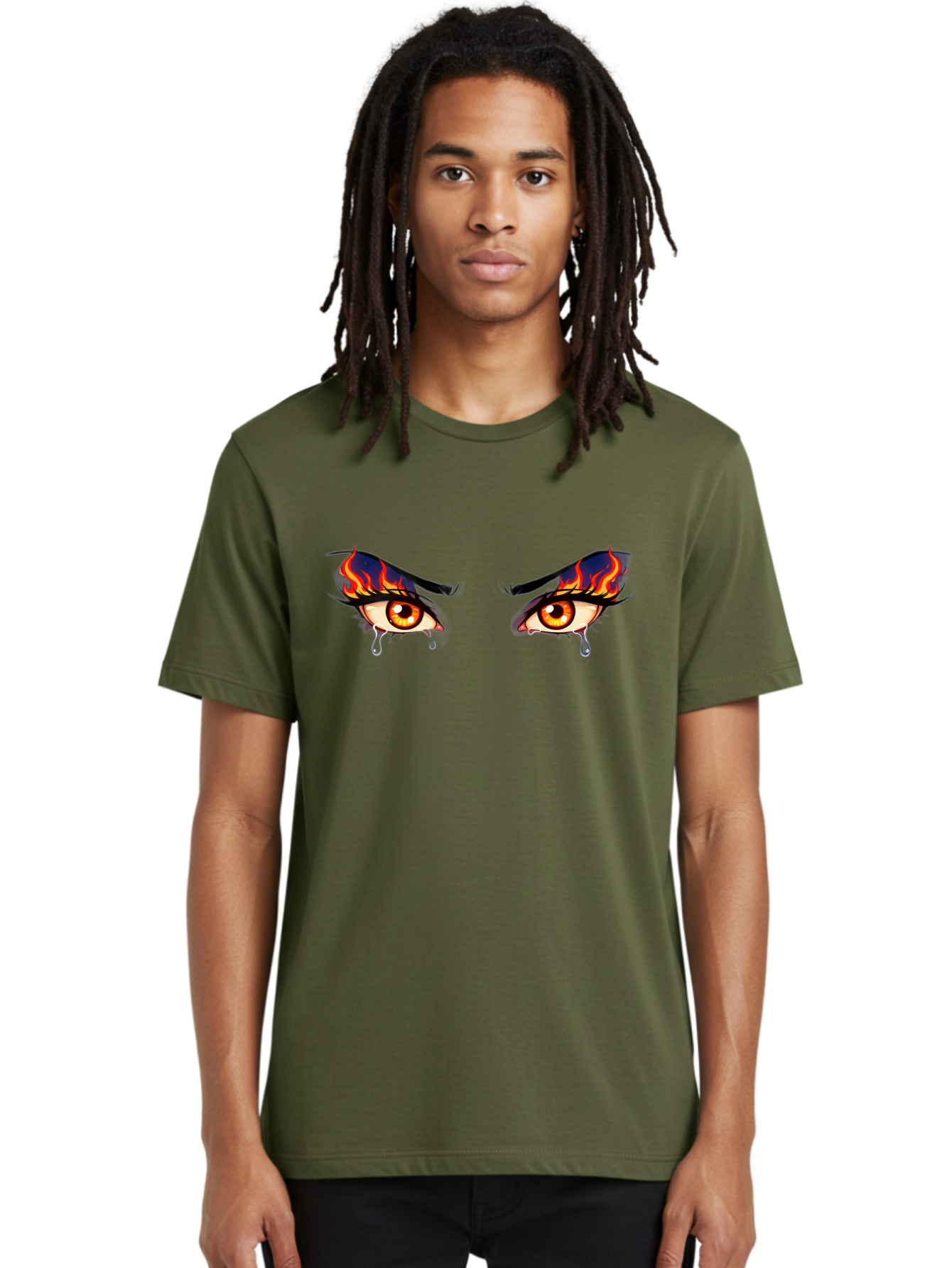 Crying-Eyes-With-Flames Men'S Graphic Tee, 100% Cotton, Comfortable Casual Summer Wear, Machine Washable, Vintage Camera, Old Camera, Antique Camera, Black Camera, Classic Photography, Photography Equipment, Nostalgic Device, Film Camera, Baf768