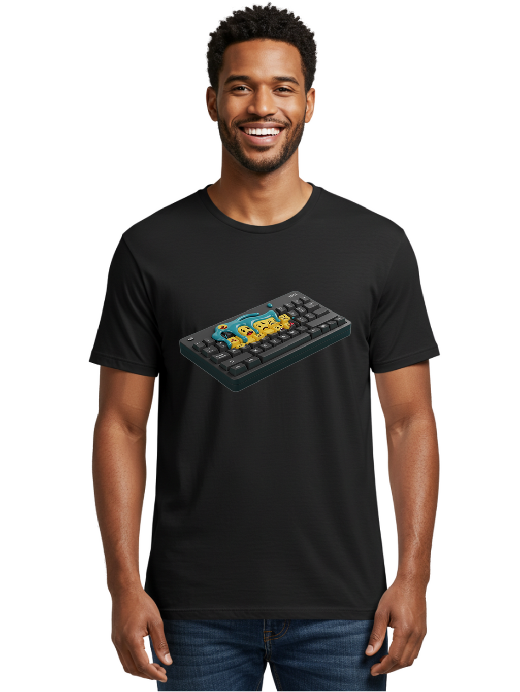 Crying-Laughing-Emojis-On-Keyboard Men'S Graphic Tee, 100% Cotton, Comfortable Casual Summer Wear, Machine Washable, Vintage Camera, Old Camera, Antique Camera, Black Camera, Classic Photography, Photography Equipment, Nostalgic Device, Baf771