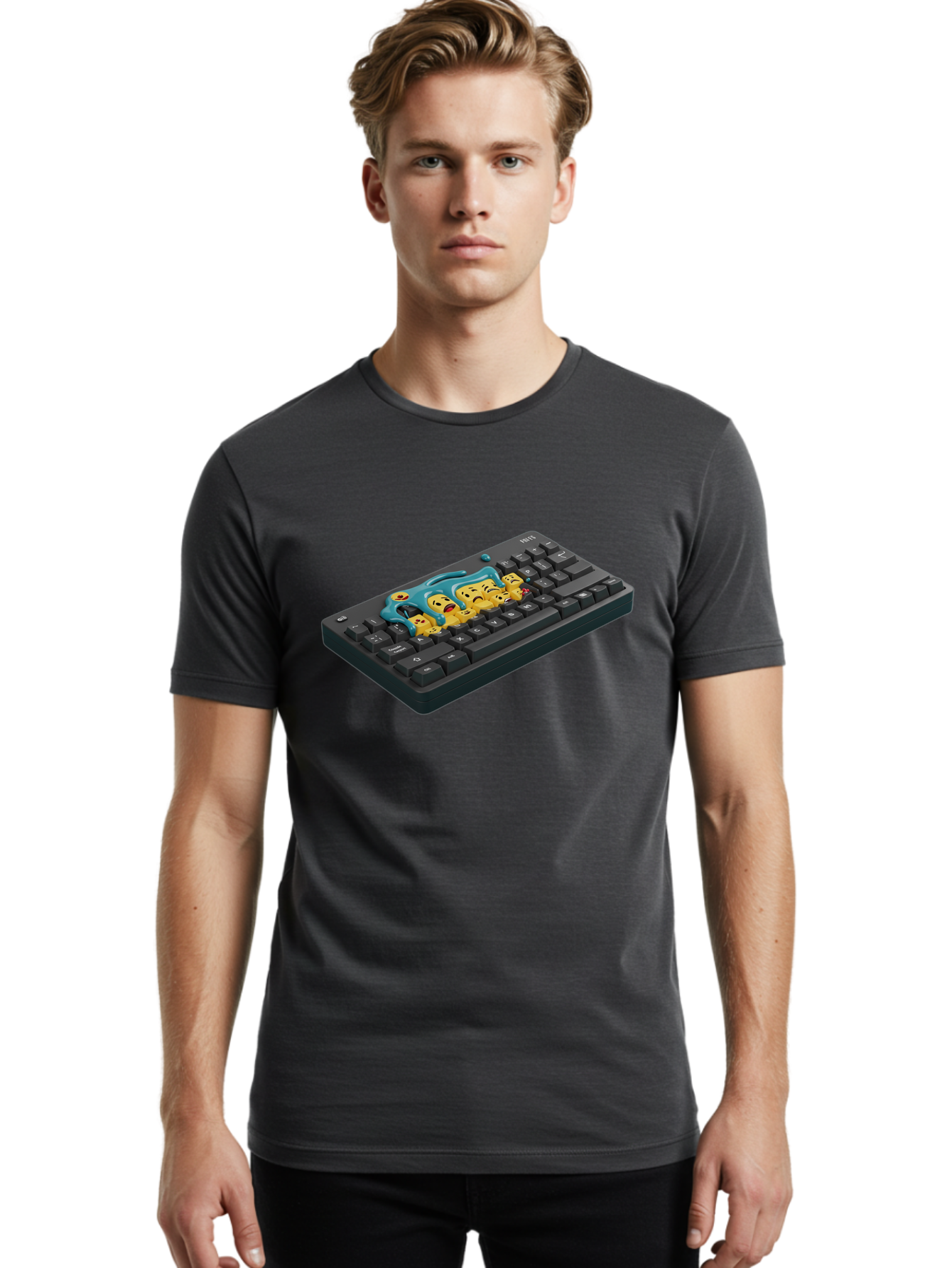 Crying-Laughing-Emojis-On-Keyboard Men'S Graphic Tee, 100% Cotton, Comfortable Casual Summer Wear, Machine Washable, Vintage Camera, Old Camera, Antique Camera, Black Camera, Classic Photography, Photography Equipment, Nostalgic Device, Baf771