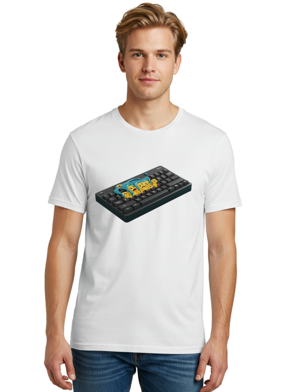 Crying-Laughing-Emojis-On-Keyboard Men'S Graphic Tee, 100% Cotton, Comfortable Casual Summer Wear, Machine Washable, Vintage Camera, Old Camera, Antique Camera, Black Camera, Classic Photography, Photography Equipment, Nostalgic Device, Baf771