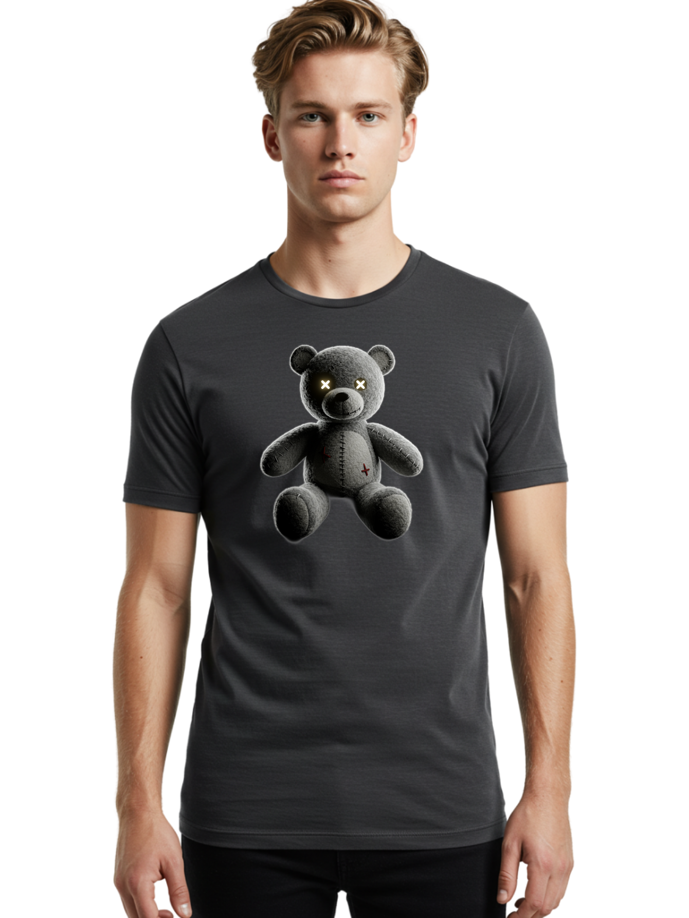 Cursed-Black-Teddy-Bear Men'S Graphic Tee, 100% Cotton, Comfortable Casual Summer Wear, Machine Washable, Vintage Camera, Old Camera, Antique Camera, Black Camera, Classic Photography, Photography Equipment, Nostalgic Device, Film Camera, Baf774