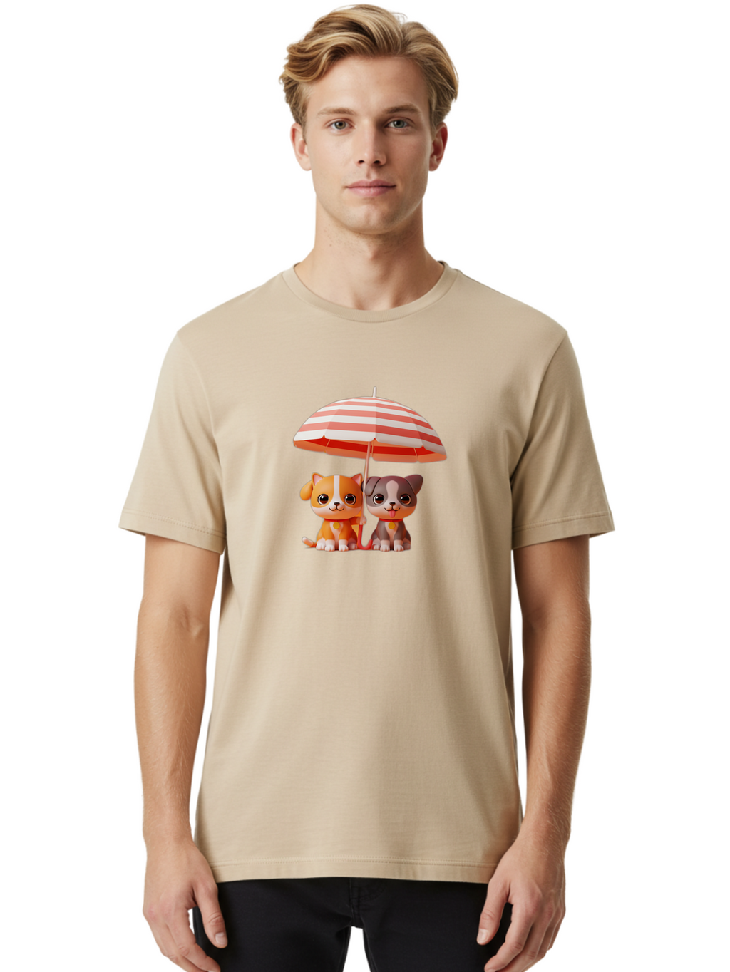 Cute-Puppies-Under-Umbrella Men'S Graphic Tee, 100% Cotton, Comfortable Casual Summer Wear, Machine Washable, Vintage Camera, Old Camera, Antique Camera, Black Camera, Classic Photography, Photography Equipment, Nostalgic Device, Film Camera, Baf775