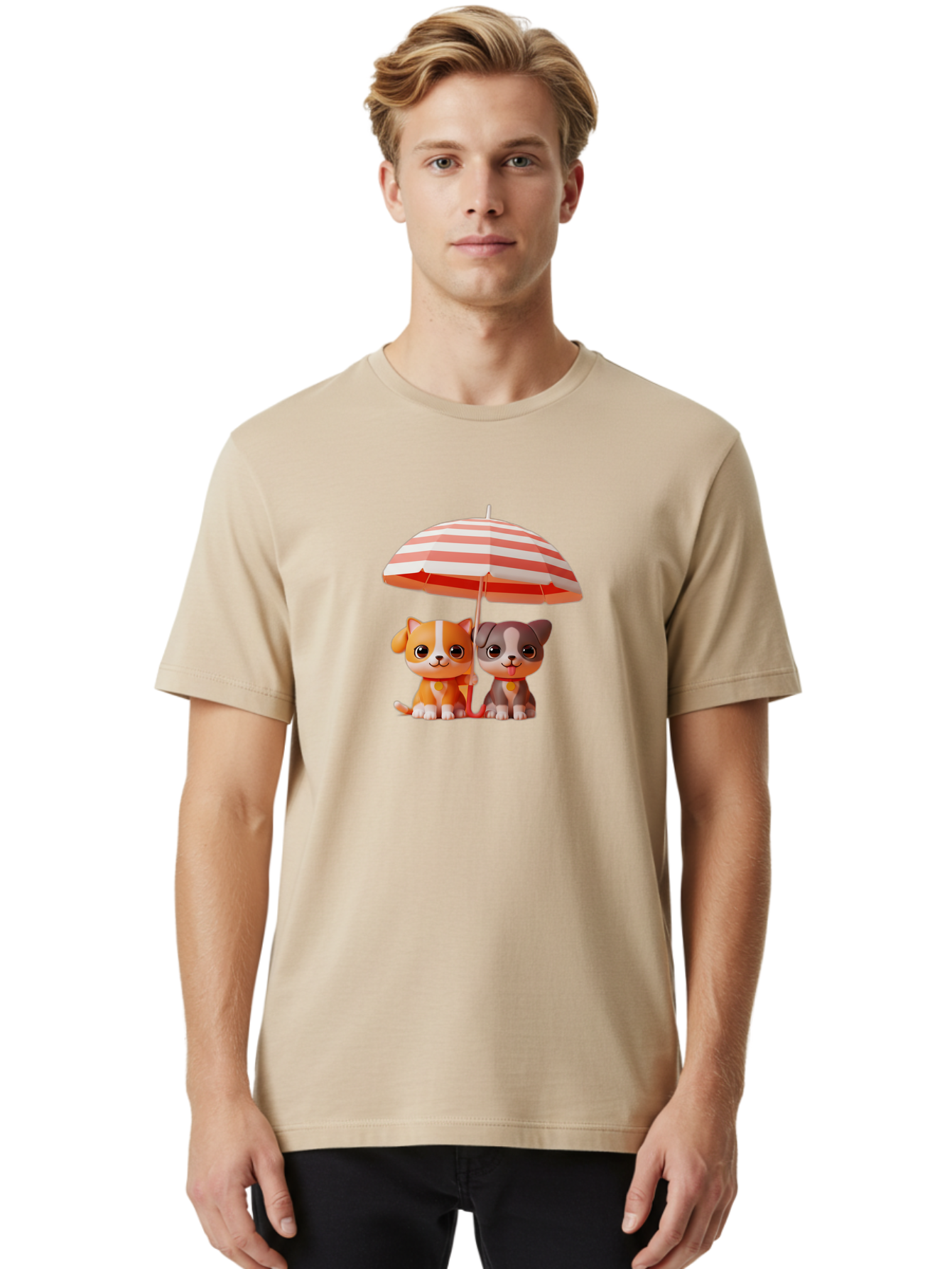 Cute-Puppies-Under-Umbrella Men'S Graphic Tee, 100% Cotton, Comfortable Casual Summer Wear, Machine Washable, Vintage Camera, Old Camera, Antique Camera, Black Camera, Classic Photography, Photography Equipment, Nostalgic Device, Film Camera, Baf775