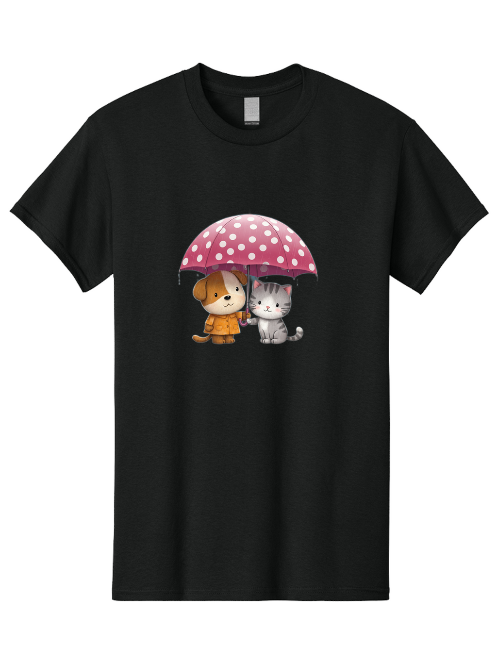 Dog-And-Cat-Under-Polka-Dot-Umbrella Men'S Graphic Tee, 100% Cotton, Comfortable Casual Summer Wear, Machine Washable, Vintage Camera, Old Camera, Antique Camera, Black Camera, Classic Photography, Photography Equipment, Nostalgic Device, Baf797