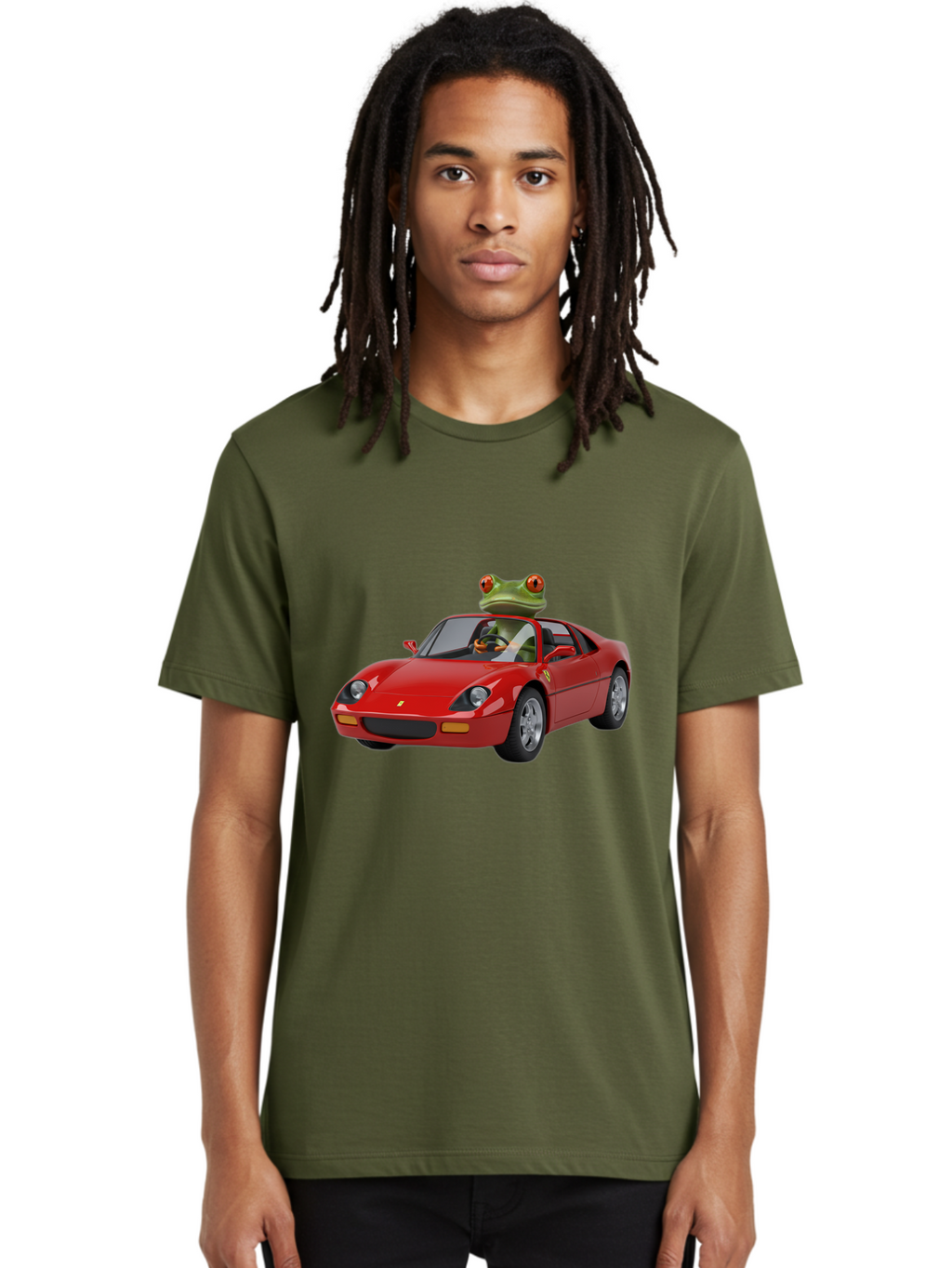 Ferrari-With-Frog Men'S Graphic Tee, 100% Cotton, Comfortable Casual Summer Wear, Machine Washable, Vintage Camera, Old Camera, Antique Camera, Black Camera, Classic Photography, Photography Equipment, Nostalgic Device, Film Camera, Camera Art Baf807