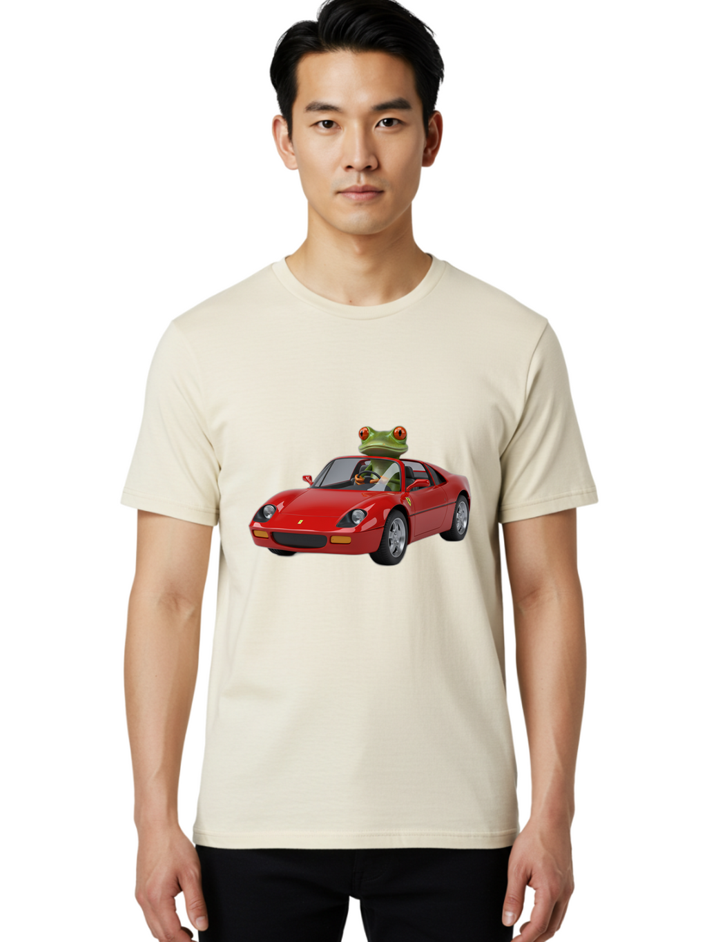 Ferrari-With-Frog Men'S Graphic Tee, 100% Cotton, Comfortable Casual Summer Wear, Machine Washable, Vintage Camera, Old Camera, Antique Camera, Black Camera, Classic Photography, Photography Equipment, Nostalgic Device, Film Camera, Camera Art Baf807