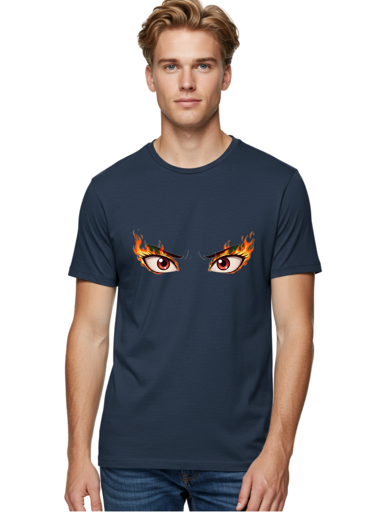 Fiery-Eyes-1 Men'S Graphic Tee, 100% Cotton, Comfortable Casual Summer Wear, Machine Washable, Vintage Camera, Old Camera, Antique Camera, Black Camera, Classic Photography, Photography Equipment, Nostalgic Device, Film Camera, Camera Art Baf808