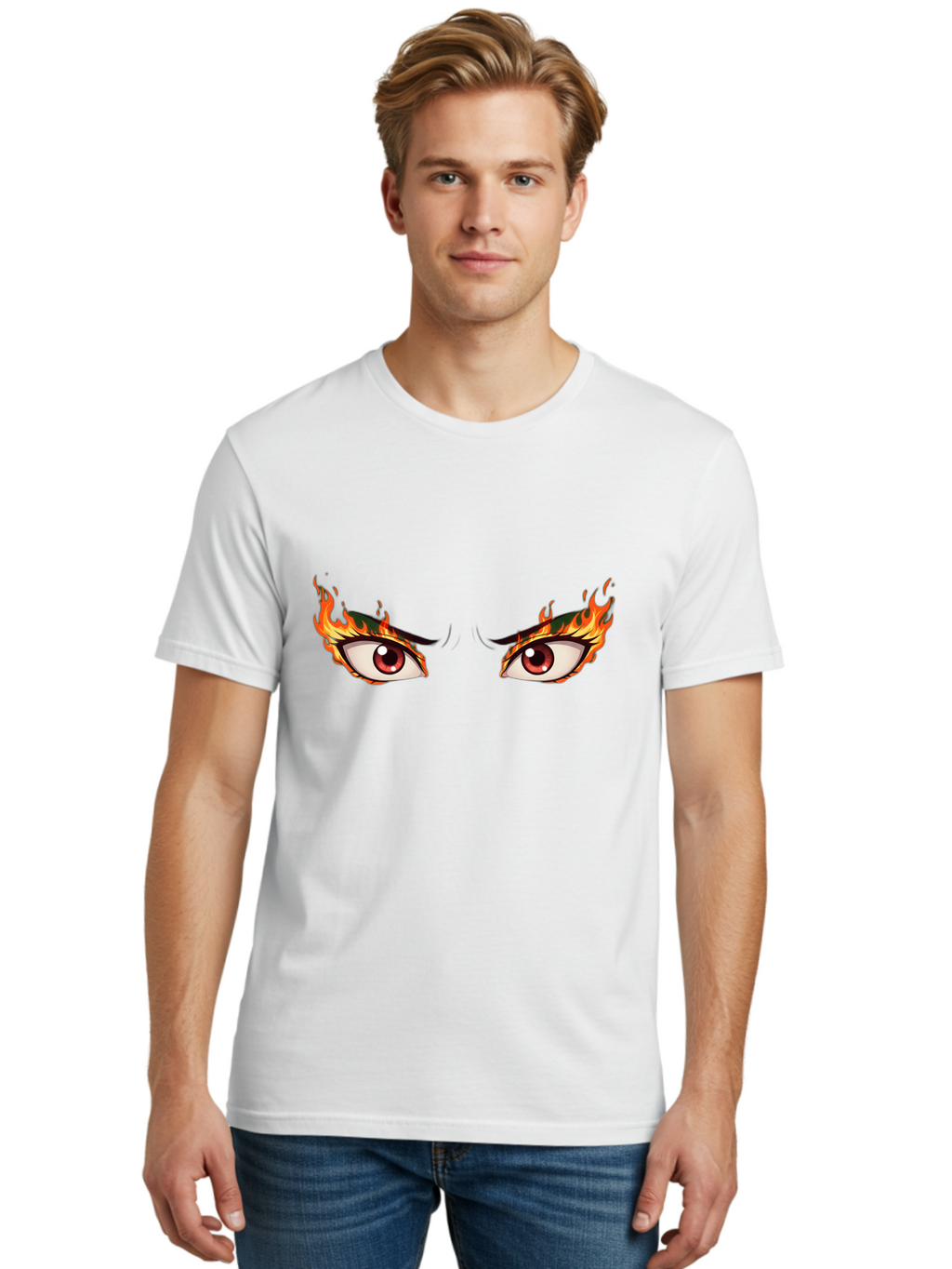 Fiery-Eyes-1 Men'S Graphic Tee, 100% Cotton, Comfortable Casual Summer Wear, Machine Washable, Vintage Camera, Old Camera, Antique Camera, Black Camera, Classic Photography, Photography Equipment, Nostalgic Device, Film Camera, Camera Art Baf808
