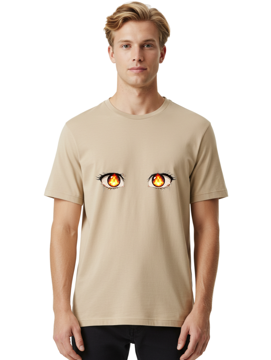 Fiery-Eyes-3 Men'S Graphic Tee, 100% Cotton, Comfortable Casual Summer Wear, Machine Washable, Vintage Camera, Old Camera, Antique Camera, Black Camera, Classic Photography, Photography Equipment, Nostalgic Device, Film Camera, Camera Art Baf810