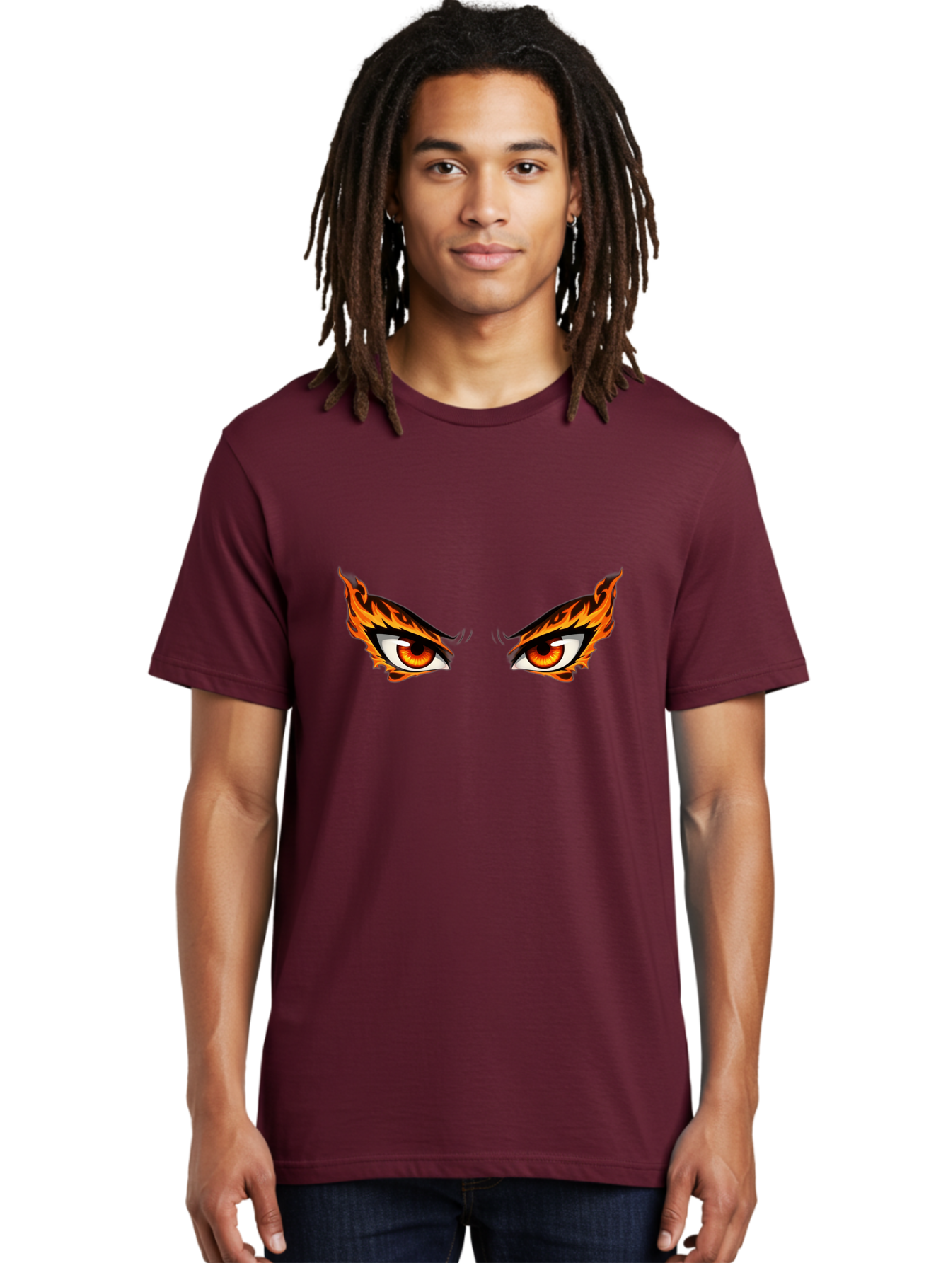 Flaming-Eyes-1 Men'S Graphic Tee, 100% Cotton, Comfortable Casual Summer Wear, Machine Washable, Vintage Camera, Old Camera, Antique Camera, Black Camera, Classic Photography, Photography Equipment, Nostalgic Device, Film Camera, Camera Art Baf814