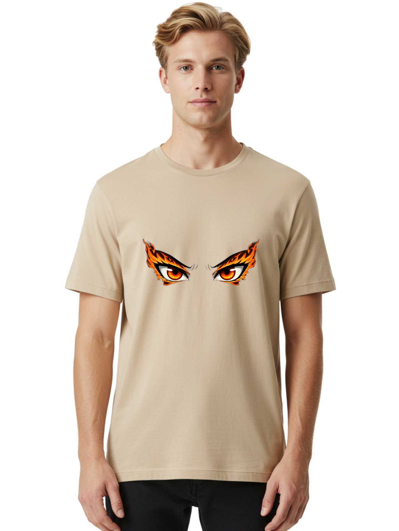 Flaming-Eyes-1 Men'S Graphic Tee, 100% Cotton, Comfortable Casual Summer Wear, Machine Washable, Vintage Camera, Old Camera, Antique Camera, Black Camera, Classic Photography, Photography Equipment, Nostalgic Device, Film Camera, Camera Art Baf814