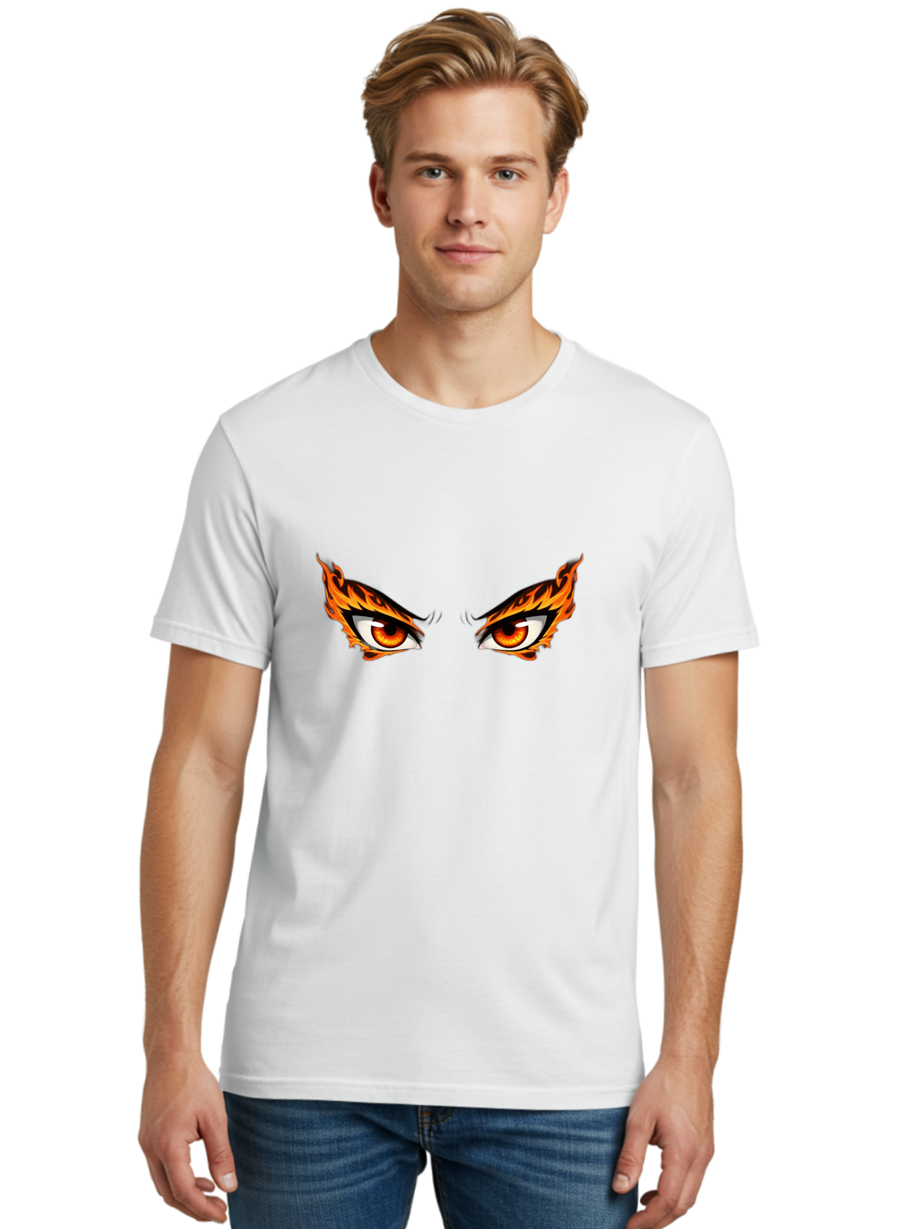 Flaming-Eyes-1 Men'S Graphic Tee, 100% Cotton, Comfortable Casual Summer Wear, Machine Washable, Vintage Camera, Old Camera, Antique Camera, Black Camera, Classic Photography, Photography Equipment, Nostalgic Device, Film Camera, Camera Art Baf814