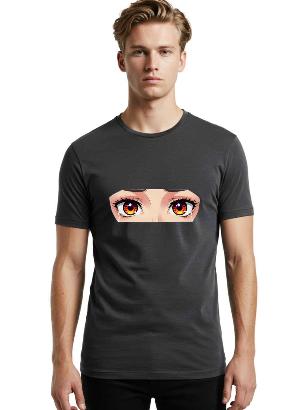 Flaming-Eyes-2 Men'S Graphic Tee, 100% Cotton, Comfortable Casual Summer Wear, Machine Washable, Vintage Camera, Old Camera, Antique Camera, Black Camera, Classic Photography, Photography Equipment, Nostalgic Device, Film Camera, Camera Art Baf815