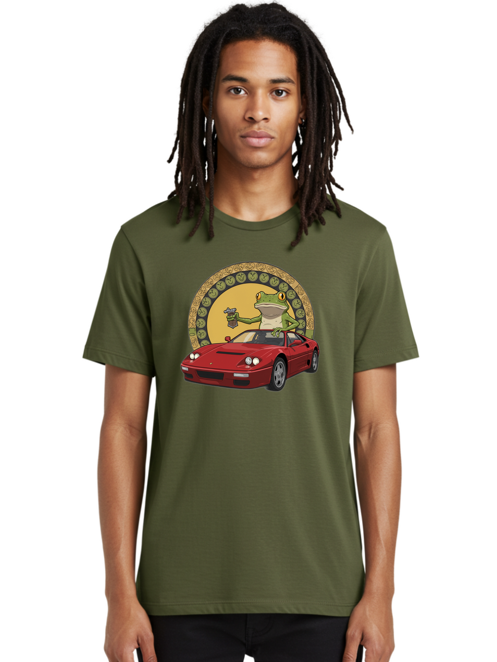 Frog-Driving-Ferrari-1 Men'S Graphic Tee, 100% Cotton, Comfortable Casual Summer Wear, Machine Washable, Vintage Camera, Old Camera, Antique Camera, Black Camera, Classic Photography, Photography Equipment, Nostalgic Device, Film Camera, Baf820