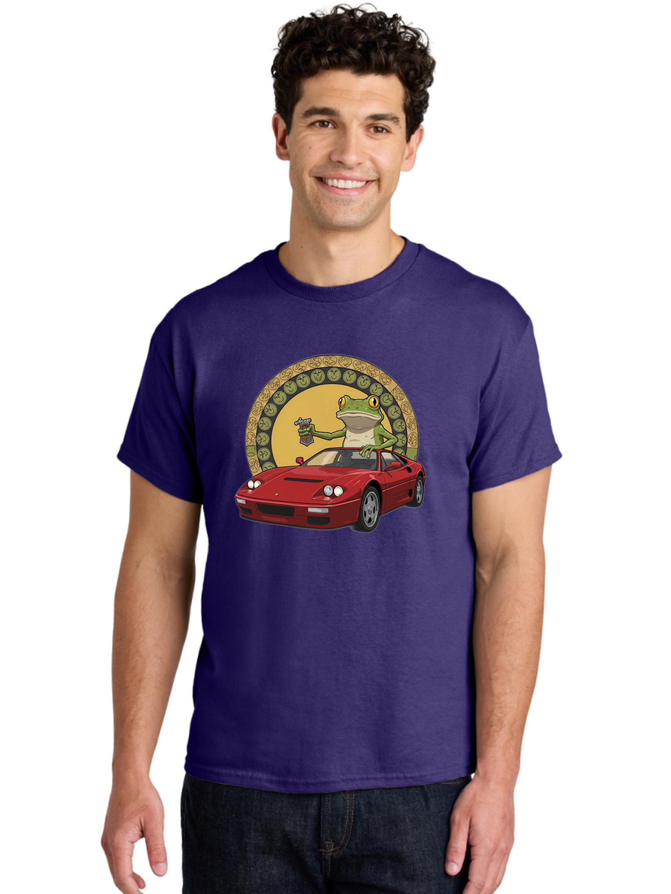 Frog-Driving-Ferrari-1 Men'S Graphic Tee, 100% Cotton, Comfortable Casual Summer Wear, Machine Washable, Vintage Camera, Old Camera, Antique Camera, Black Camera, Classic Photography, Photography Equipment, Nostalgic Device, Film Camera, Baf820